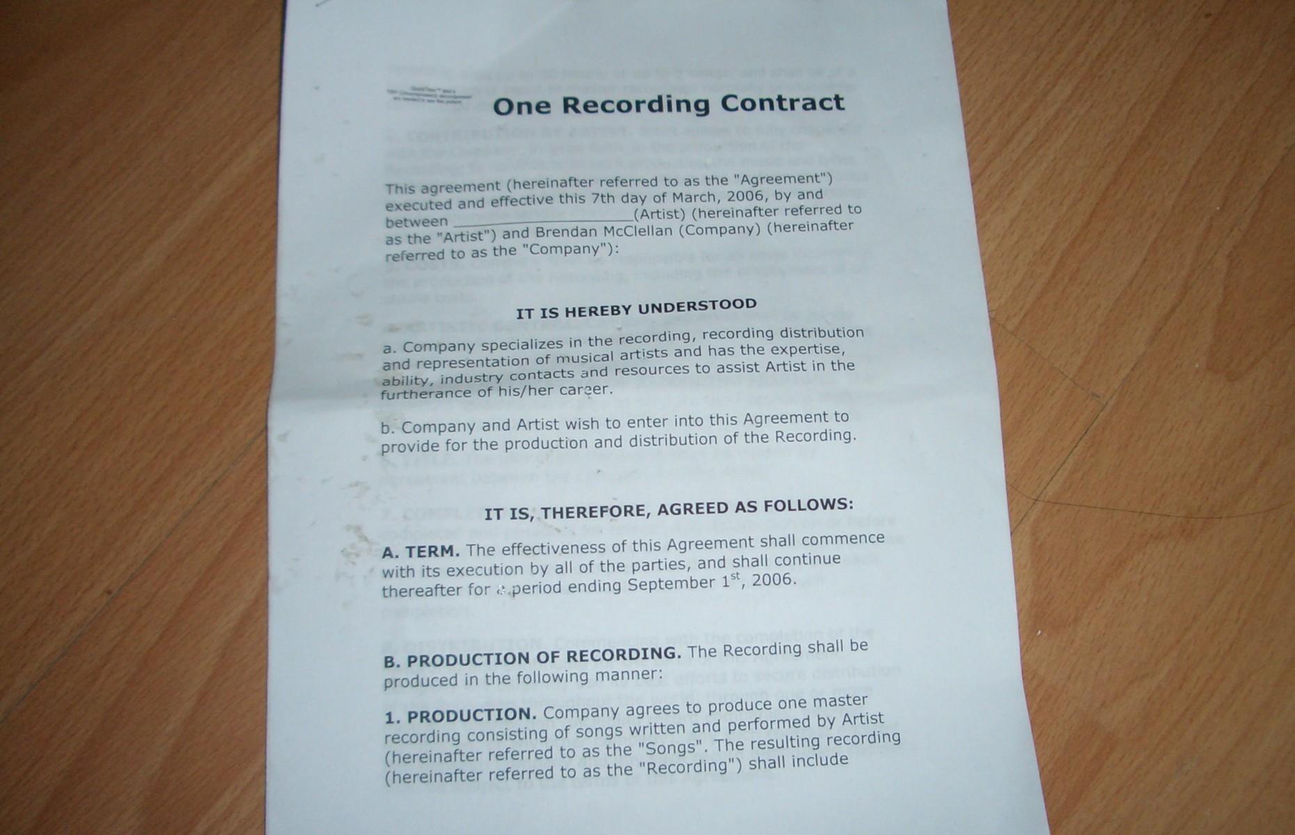 Trade 10: recording contract 