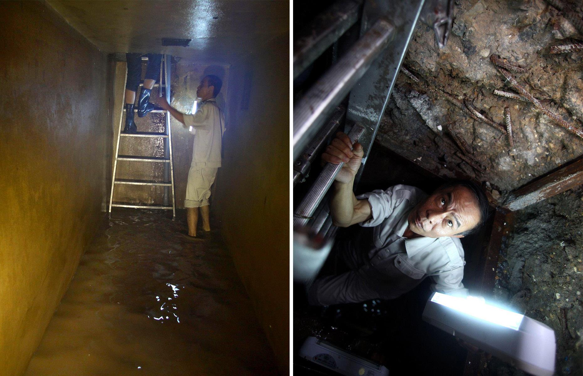 Bomb shelter beneath a hotel, Hanoi, Vietnam 