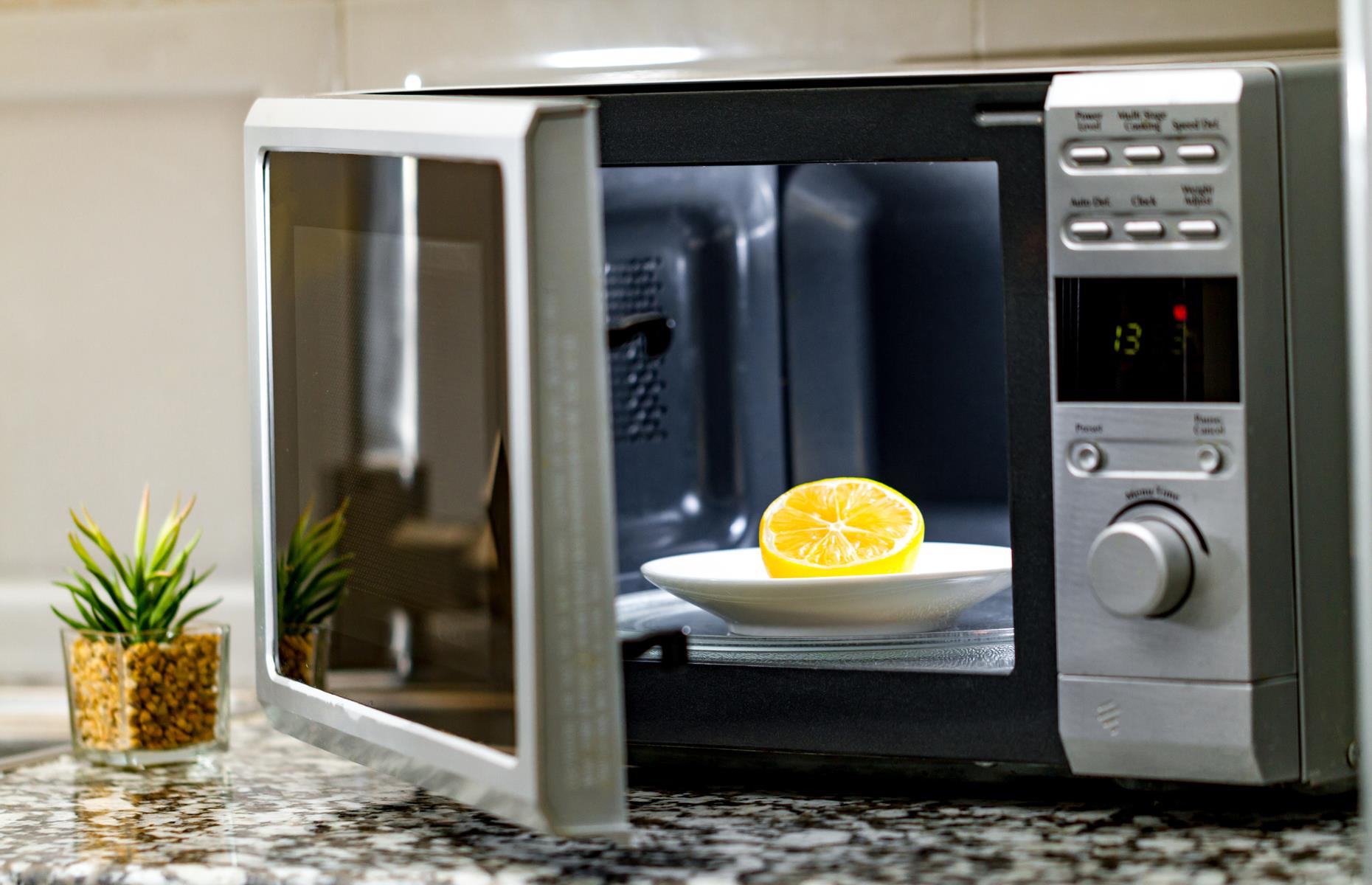 Soften microwave mess with lemon 
