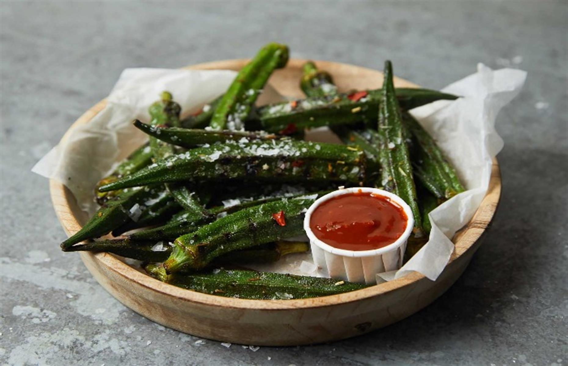 Barbecued okra