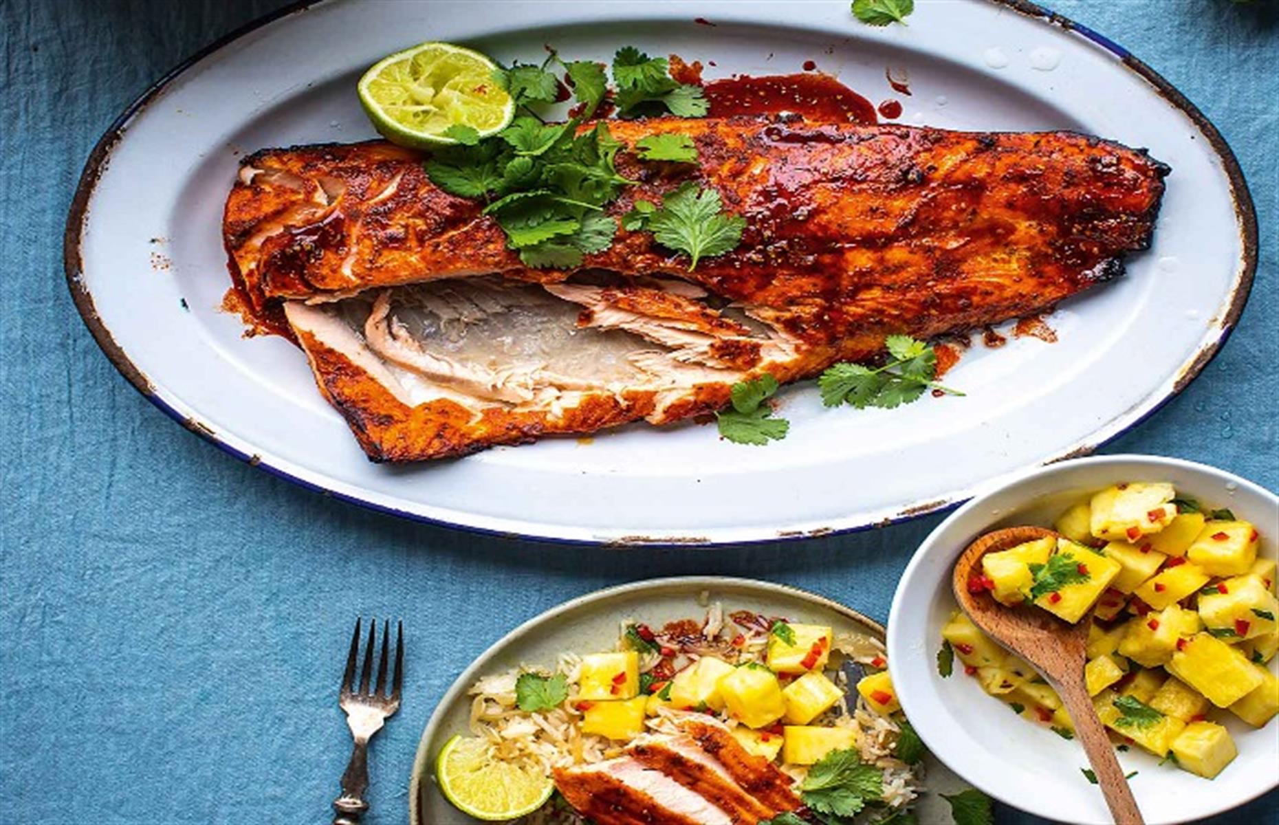 Spiced salmon with pineapple salsa