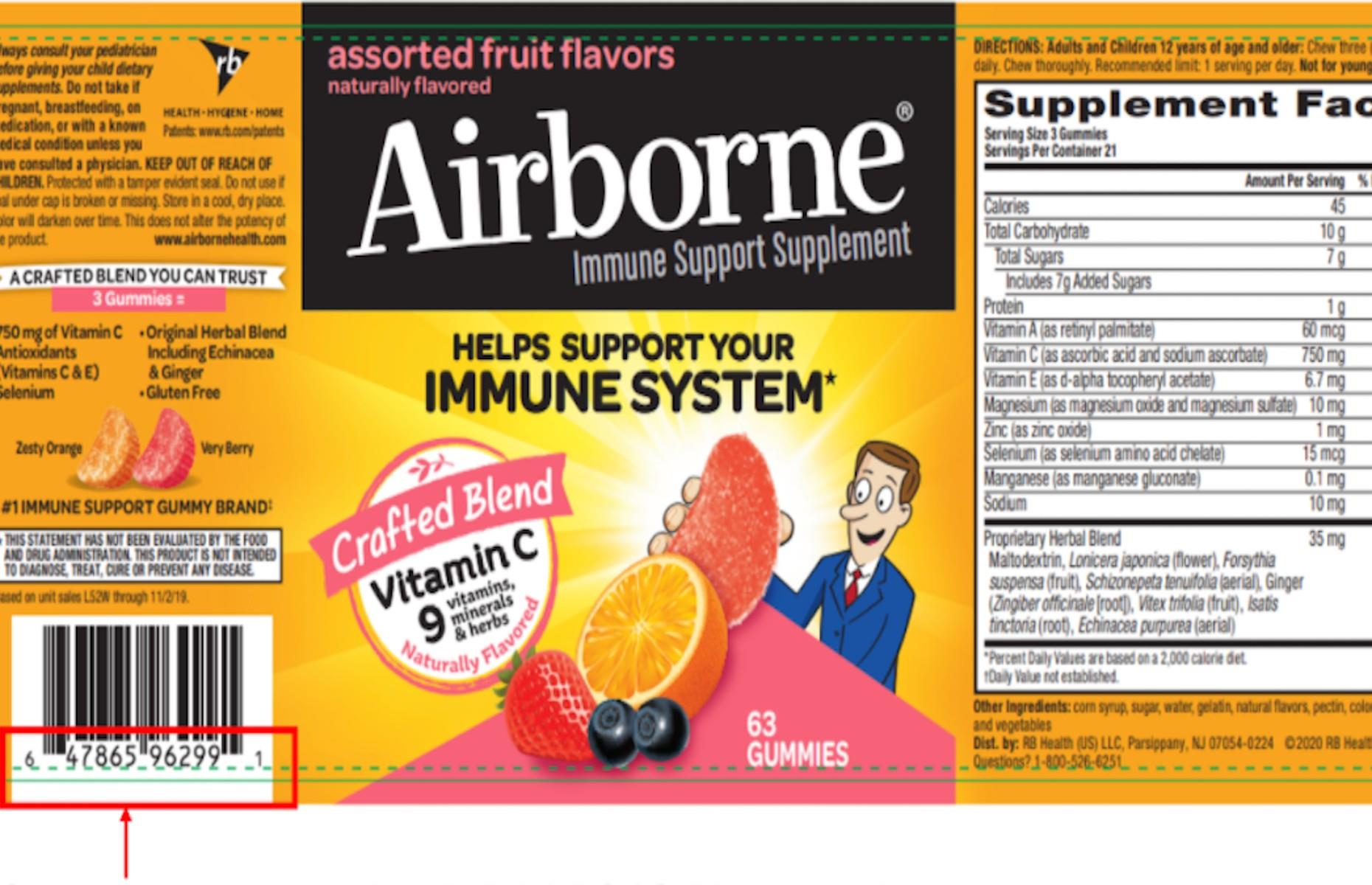 Airborne vitamin gummies: 3.7 million units