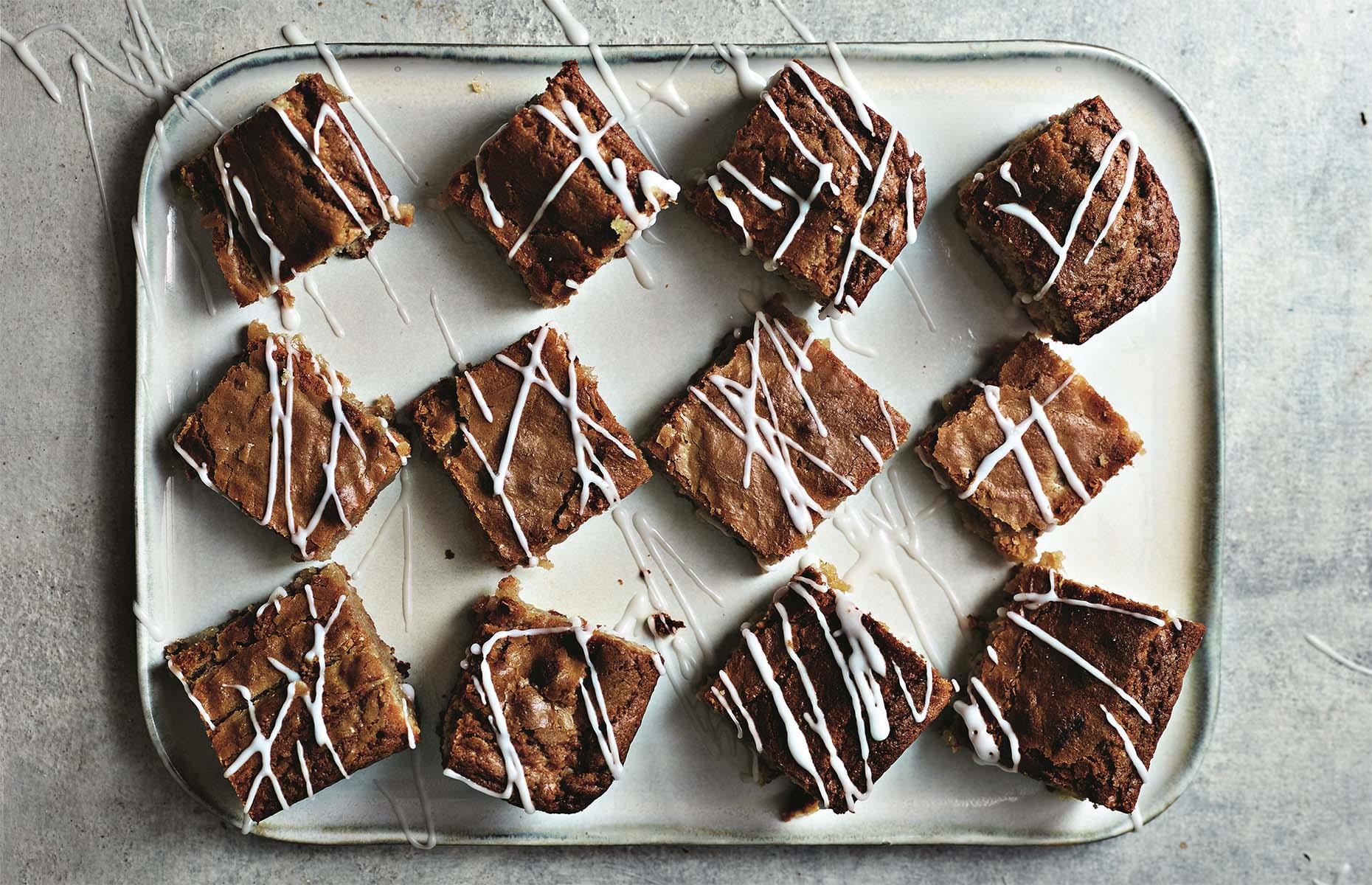 White chocolate banana blondies