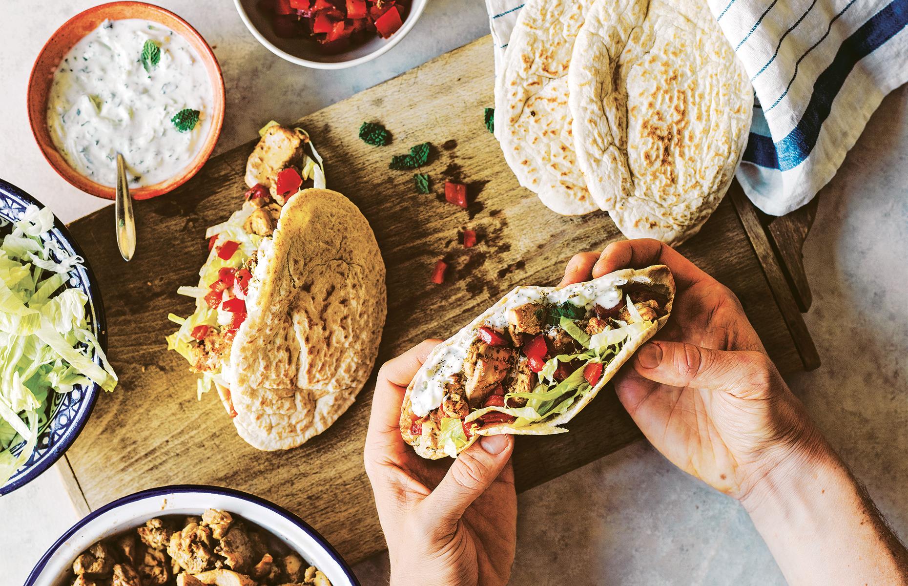Spicy chicken gyros