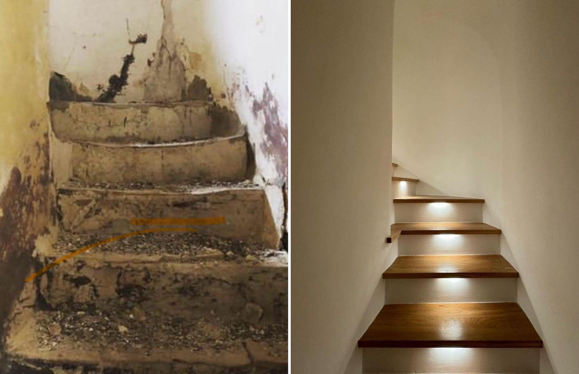 Antes y después: la escalera
