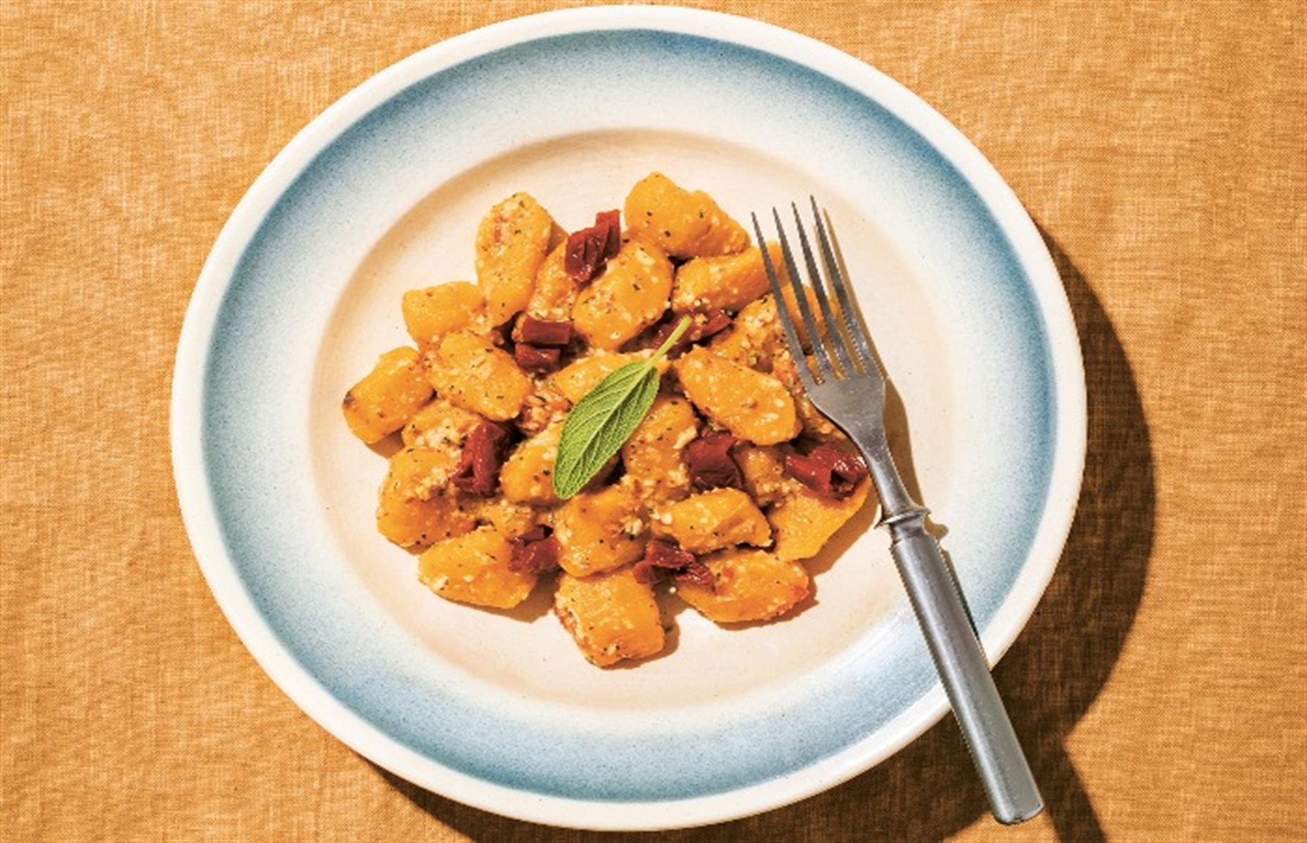 34. Pumpkin gnocchi with almond pesto
