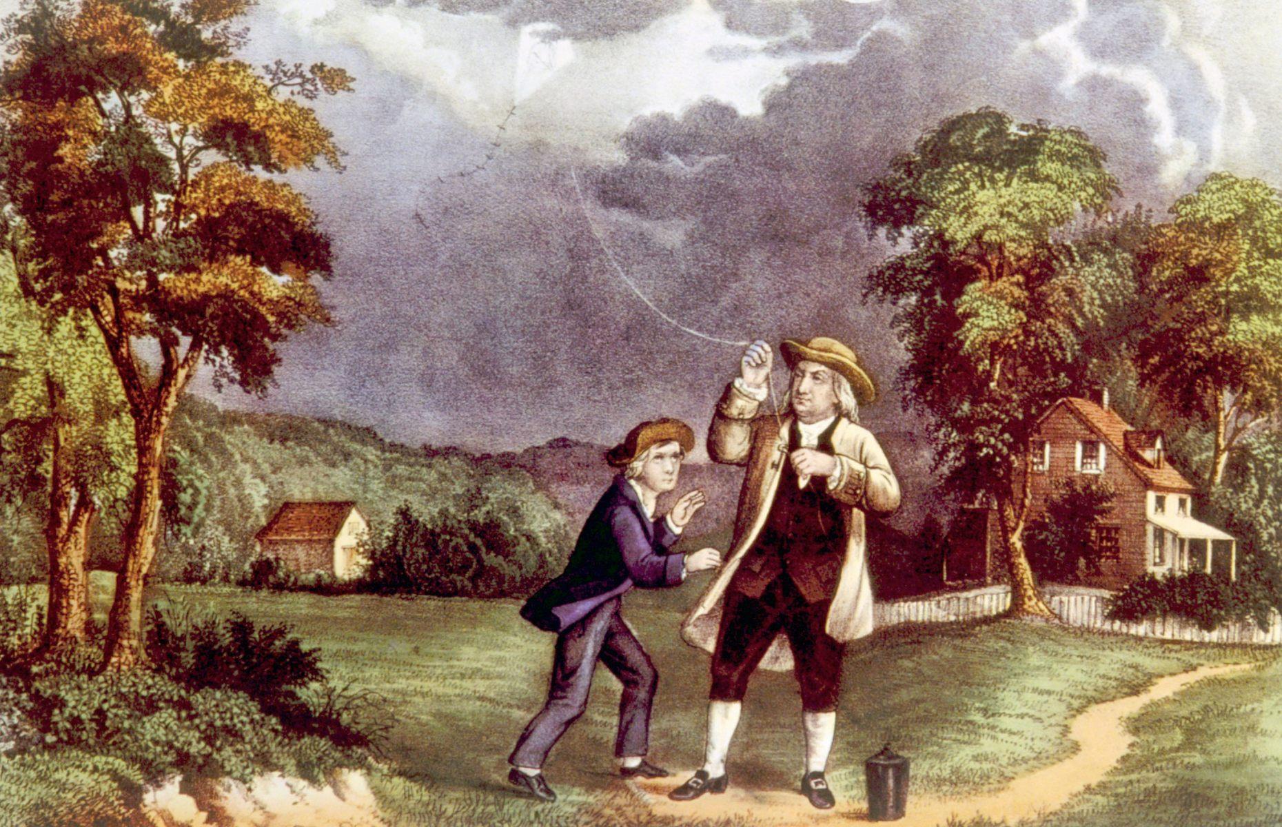 Benjamin Franklin discovered electricity while flying a kite in a thunderstorm