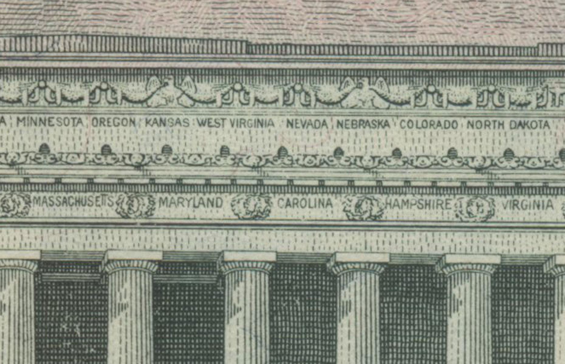 US $5 bill: state names