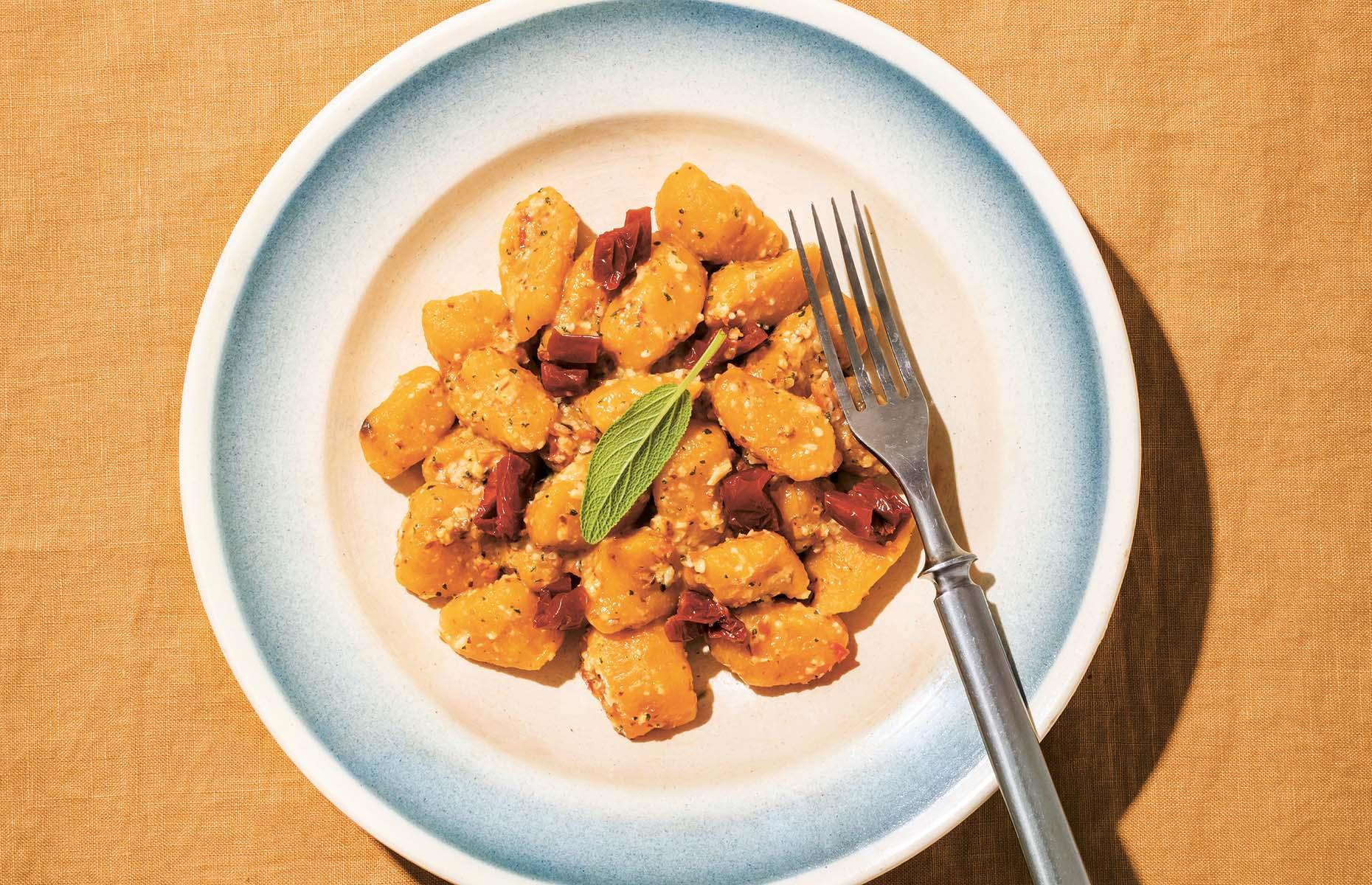Pumpkin gnocchi with almond pesto