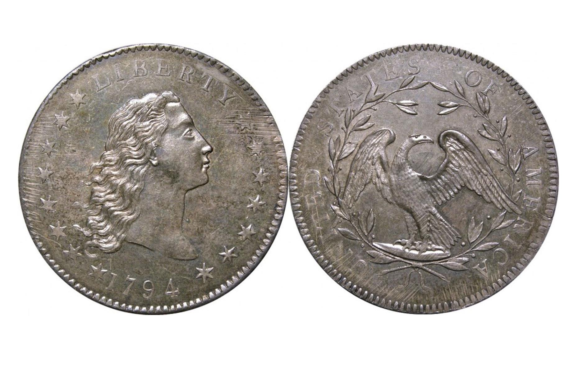 1794 'Carter' Flowing Hair Dollar, USA: $10,016,875 (£8.1m)