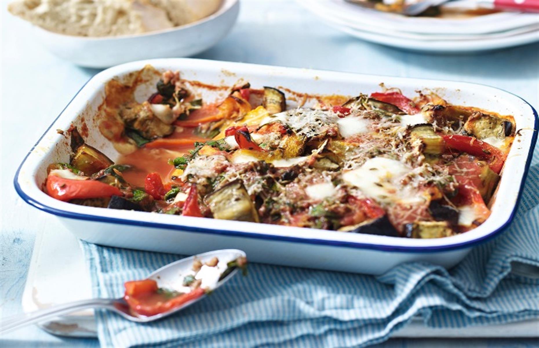 55. Roasted vegetables with mozzarella