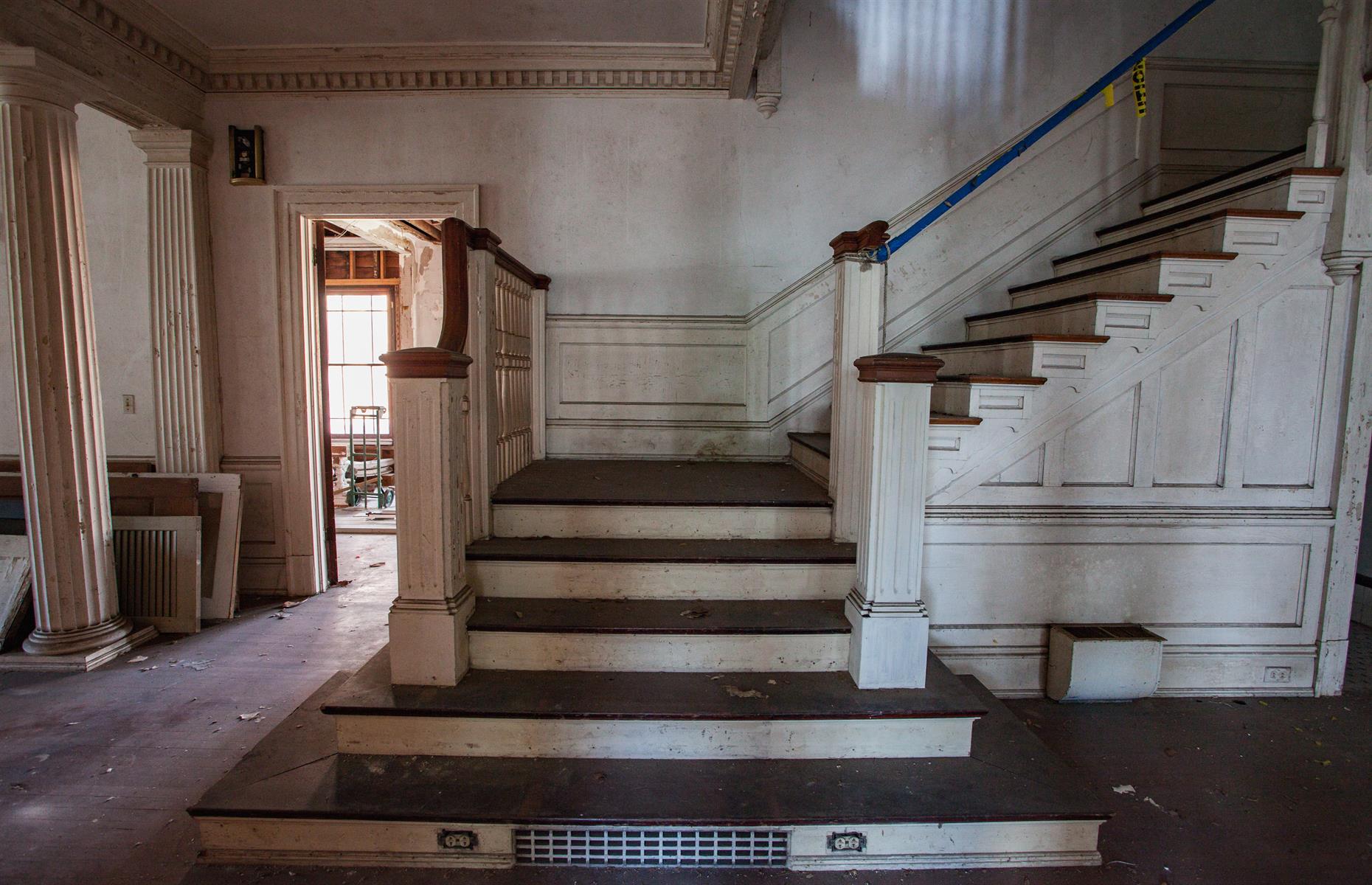 A crumbling staircase