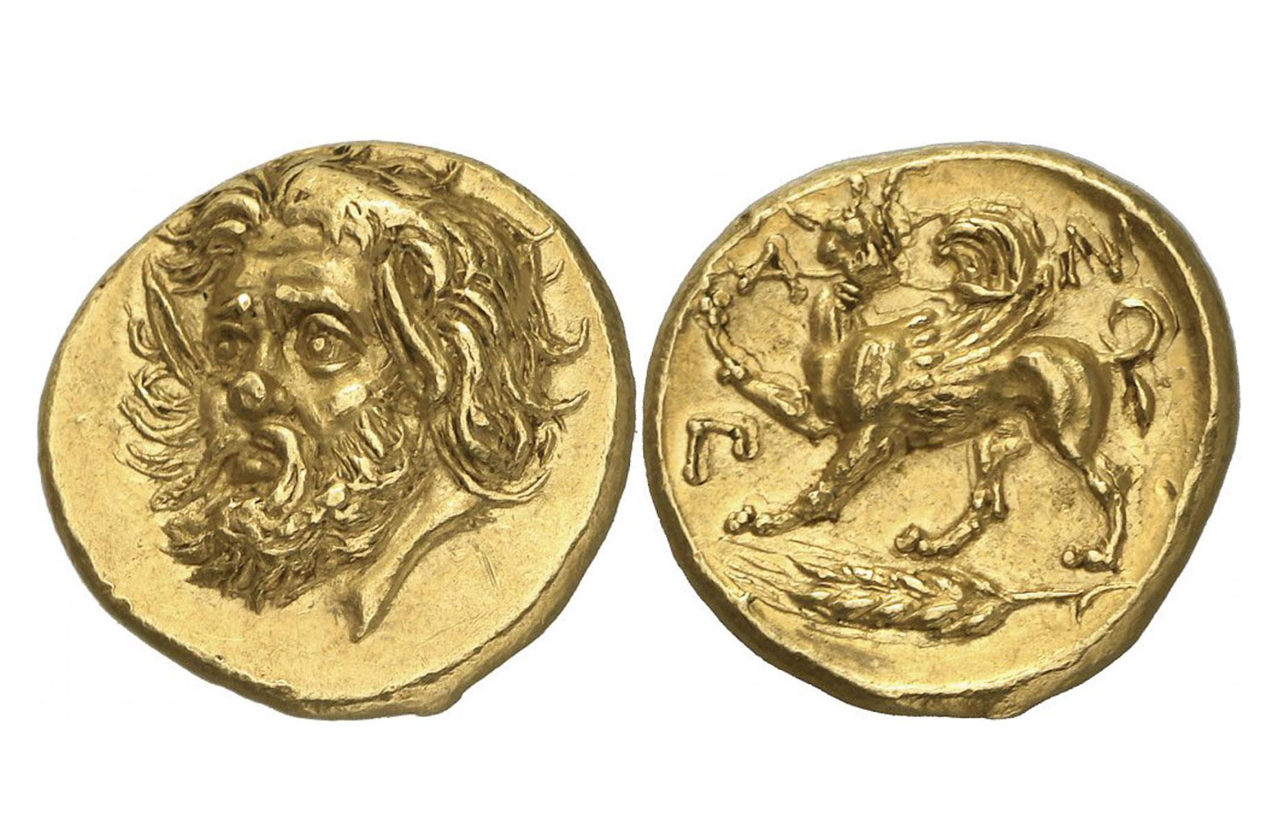 350-300 BC Pantikapaion Gold Stater, Ancient Greece: $3,802,500 (£3.1m)