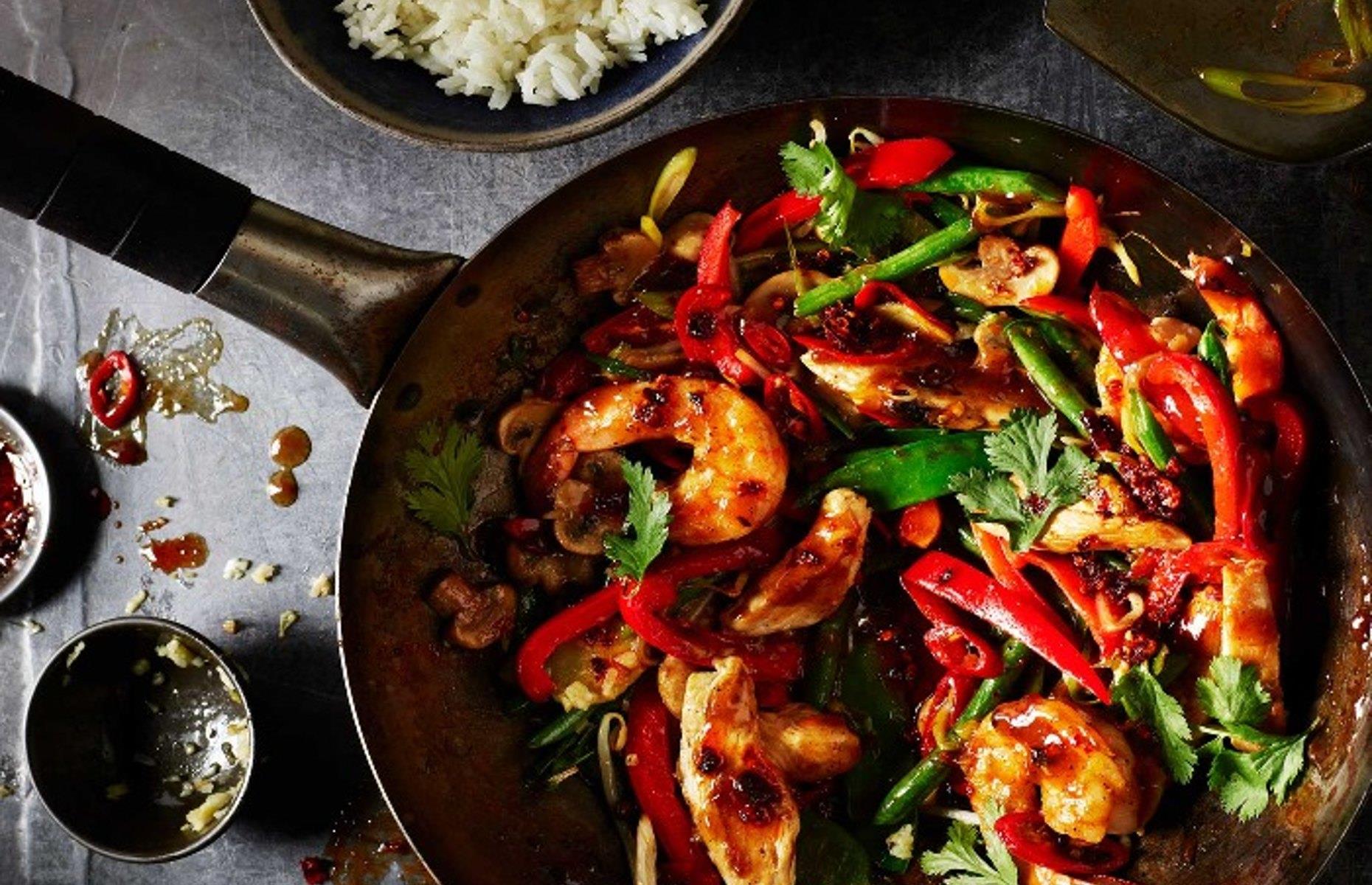 Chicken and prawn stir-fry