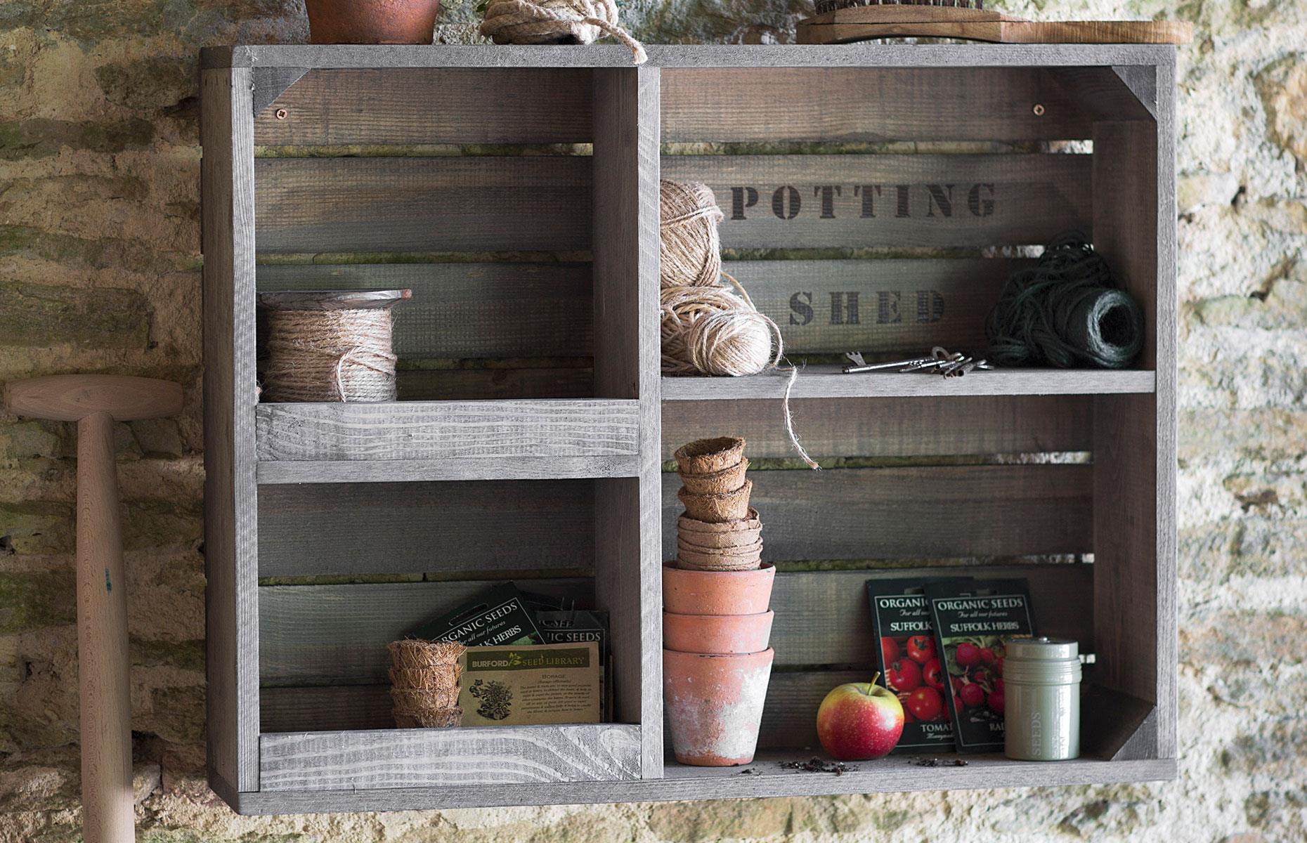 Build a crate potting shelf