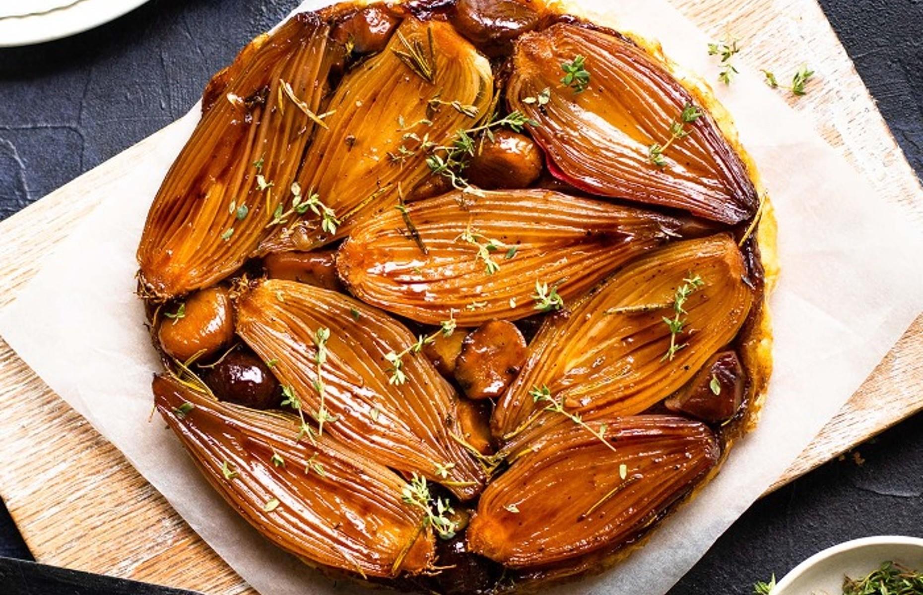 Chestnut and shallot tarte tatin