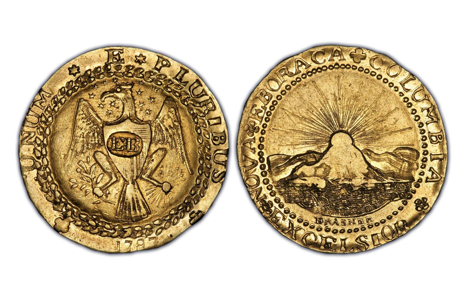1787 Brasher Doubloon - EB on Breast, privately minted: $7,400,000 (£6m)