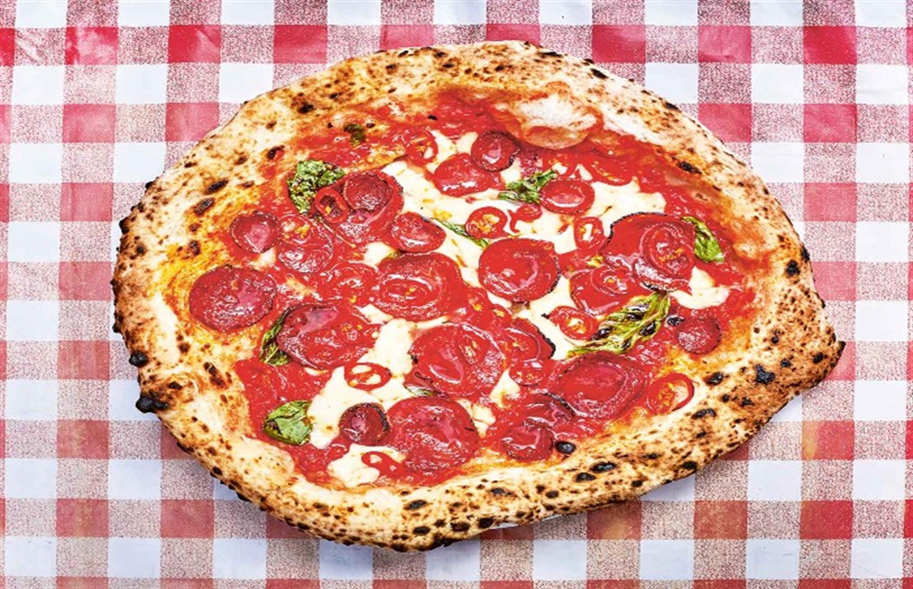 Double pepperoni and spicy honey pizza