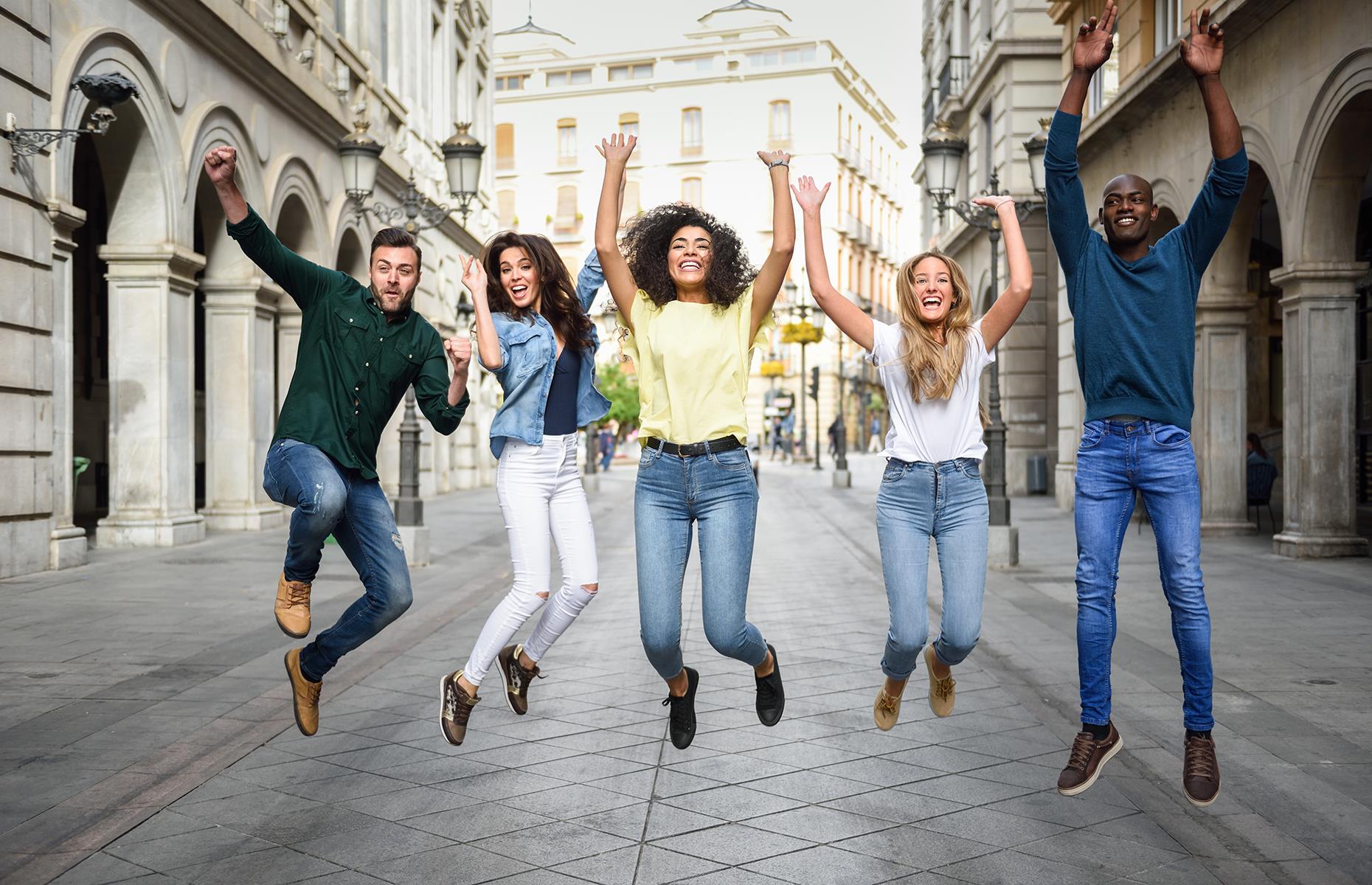 Jumping in the air 