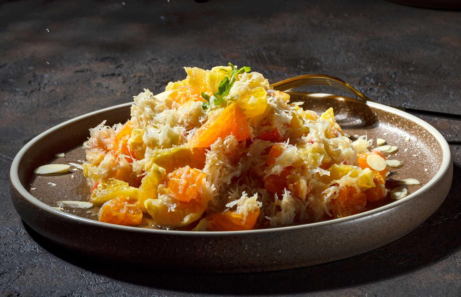 Crab, fennel and orange salad