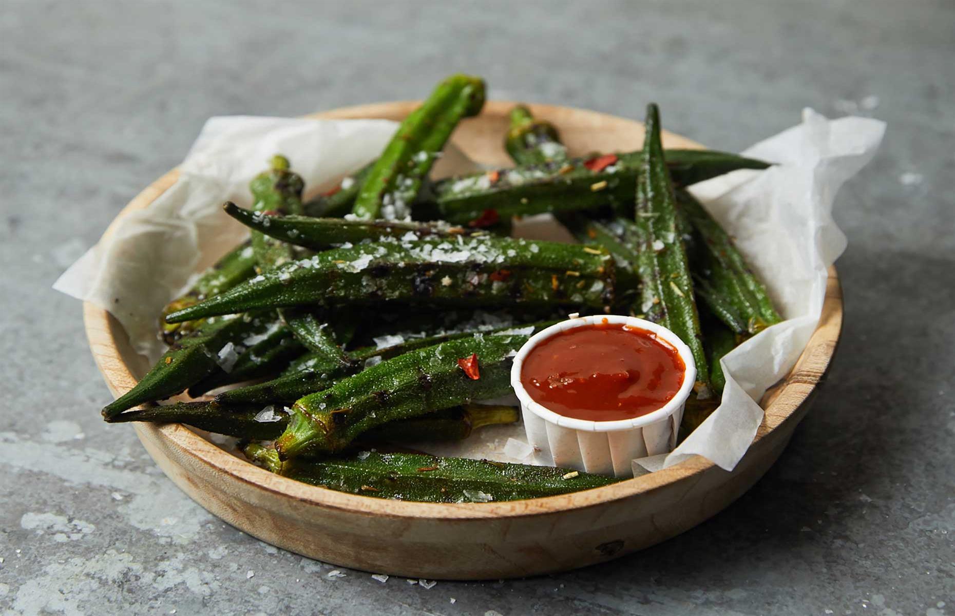 Barbecued okra