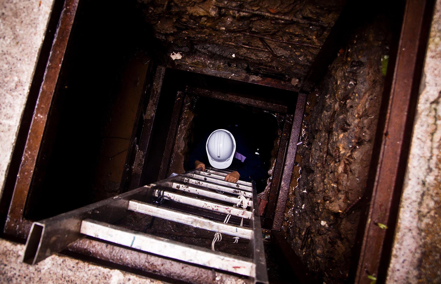 Bomb shelter beneath a hotel, Hanoi, Vietnam 