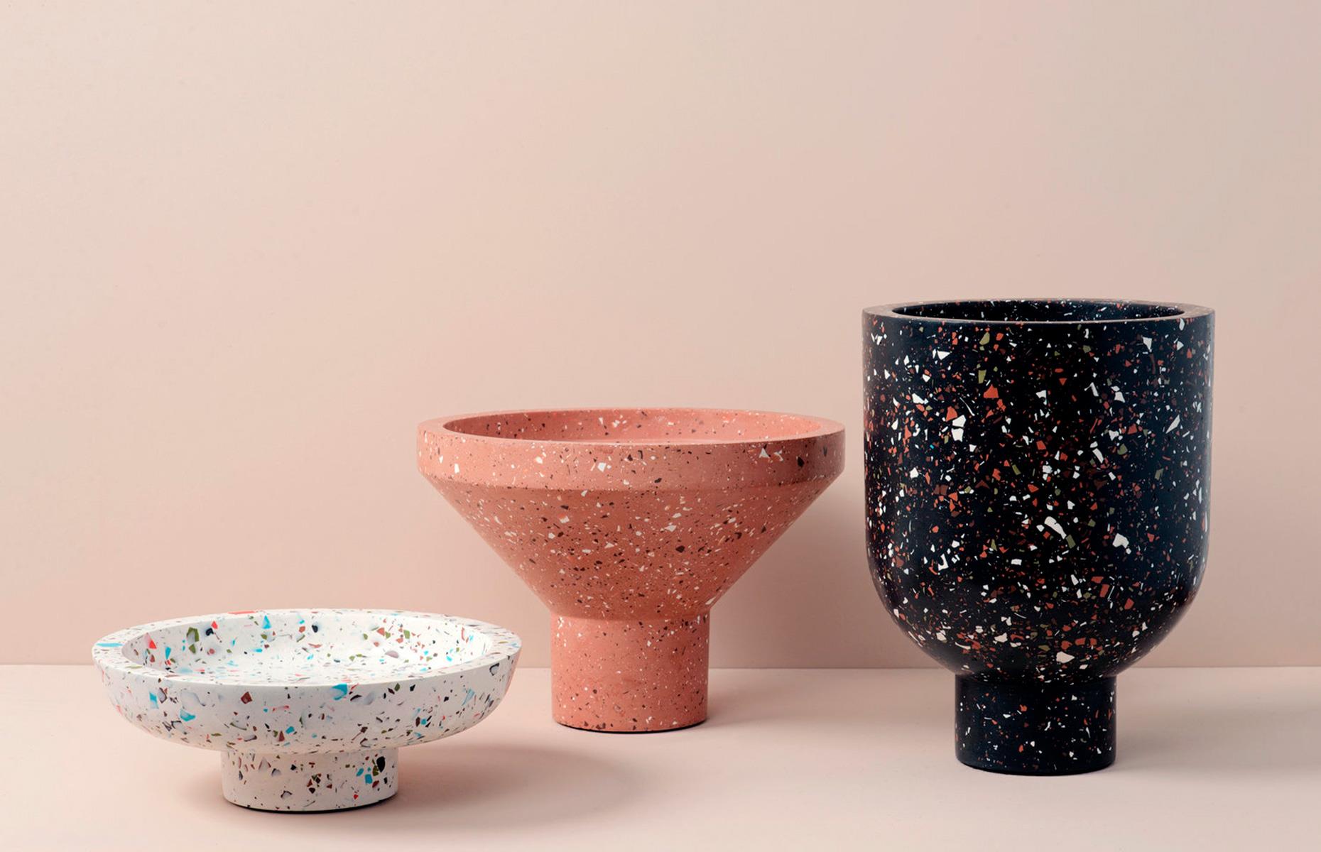 Terrazzo bowls and vases