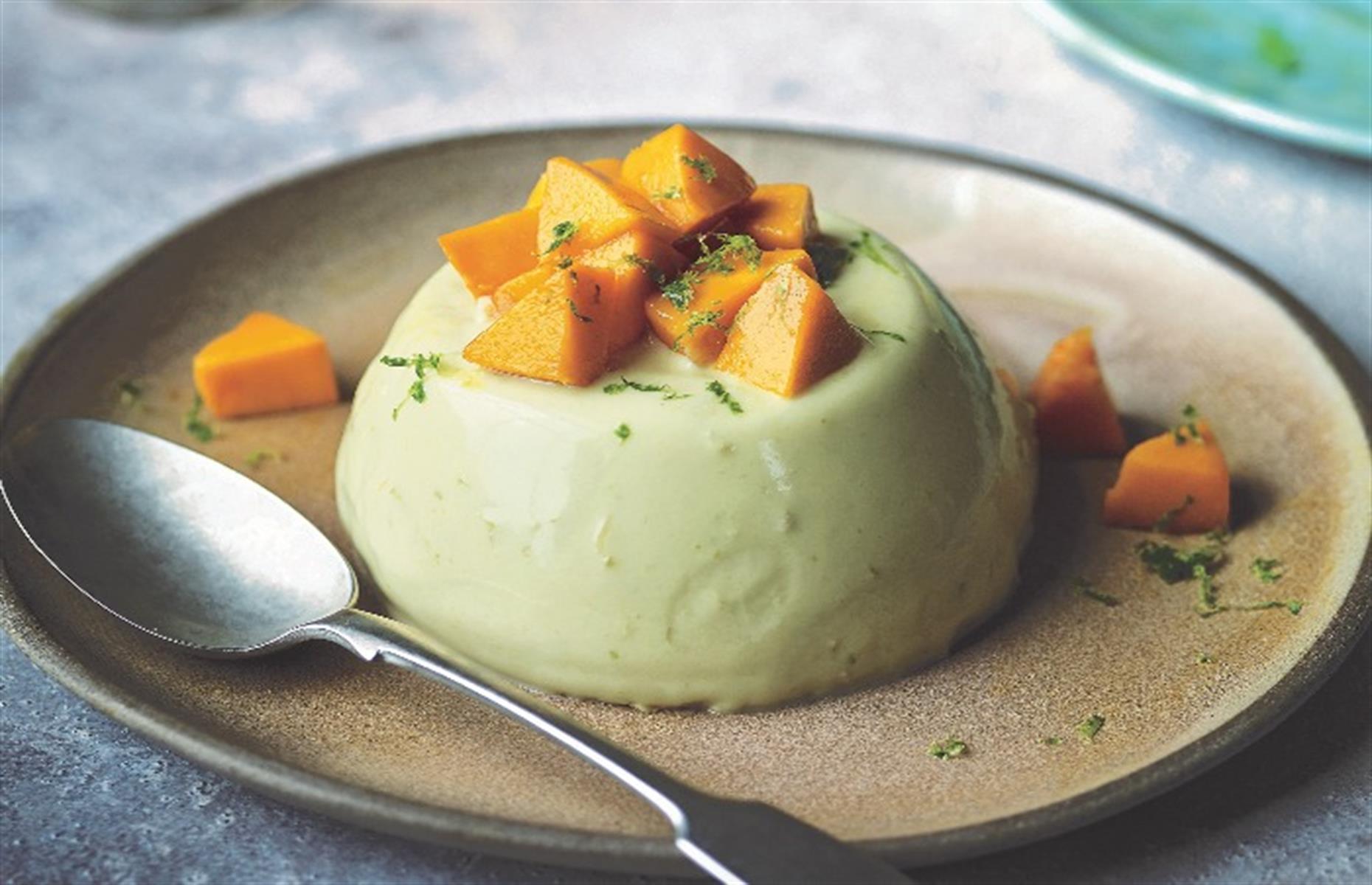 Mango, lime and coconut panna cotta
