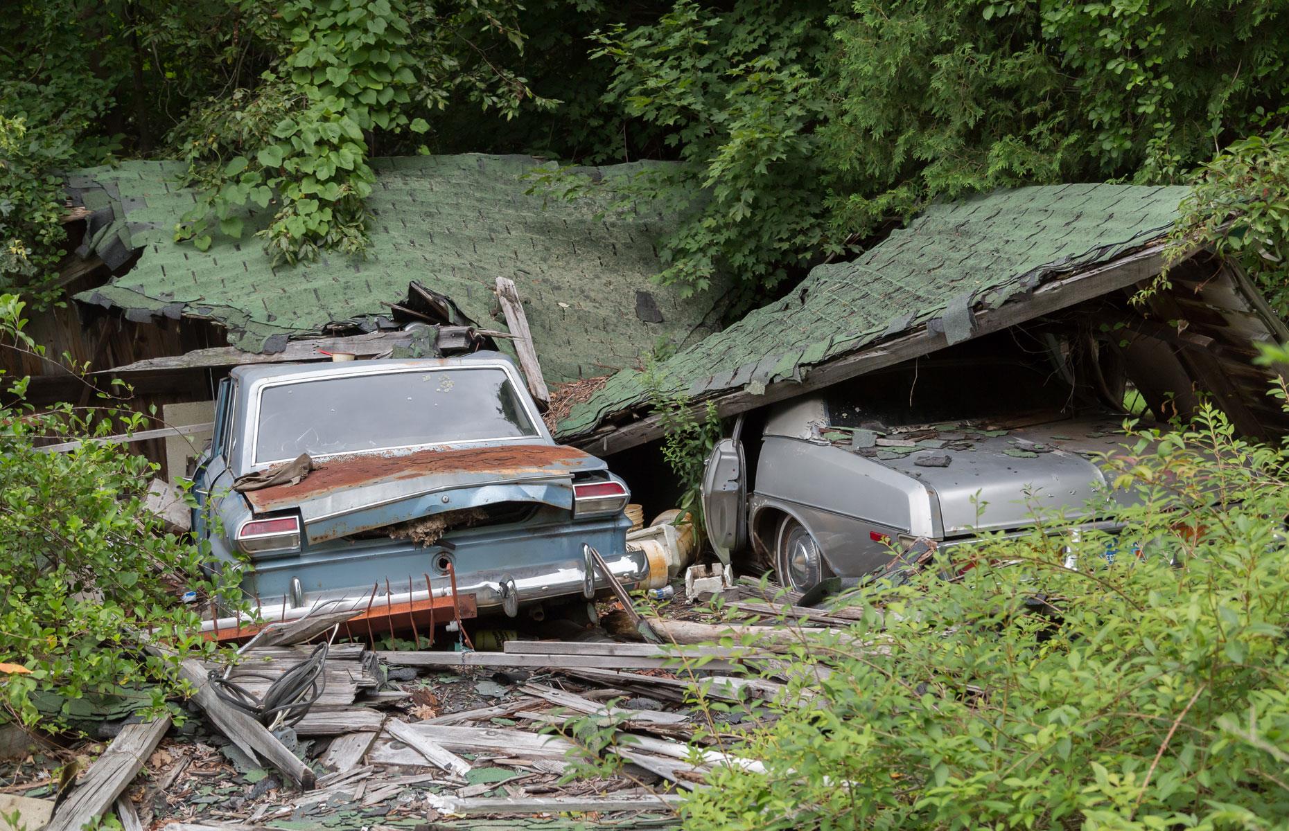 Collapsed garage