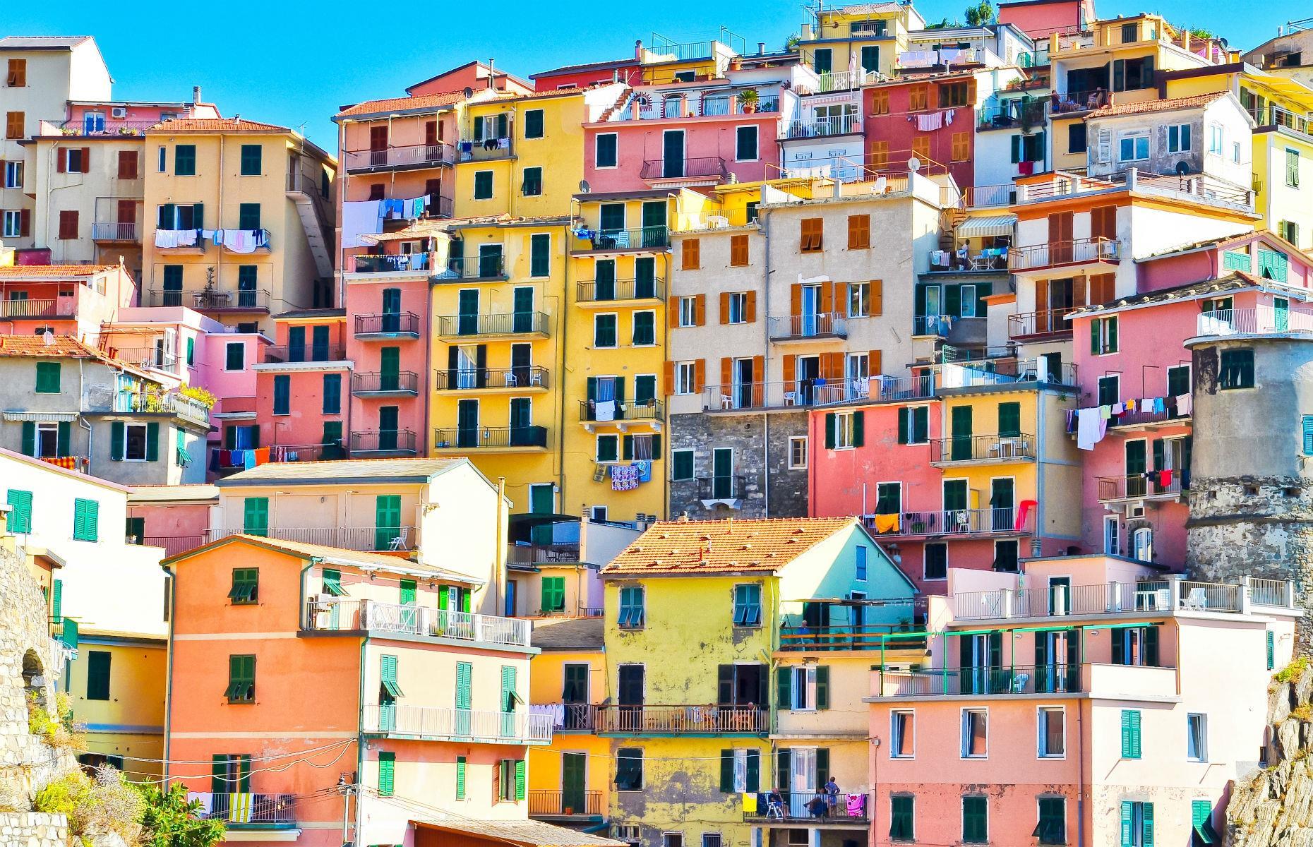 Jewel-toned houses, Cinque Terre, Italy