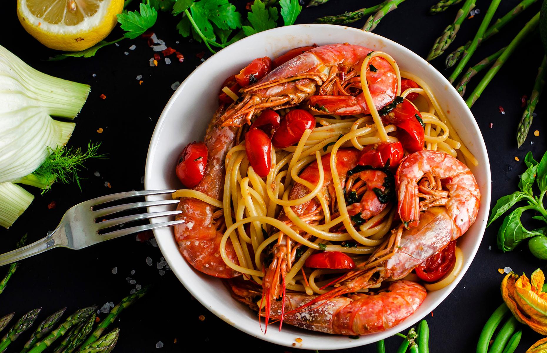 Prawn and fennel spaghetti