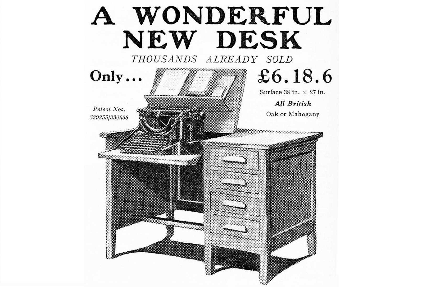 1932: solid wood desks