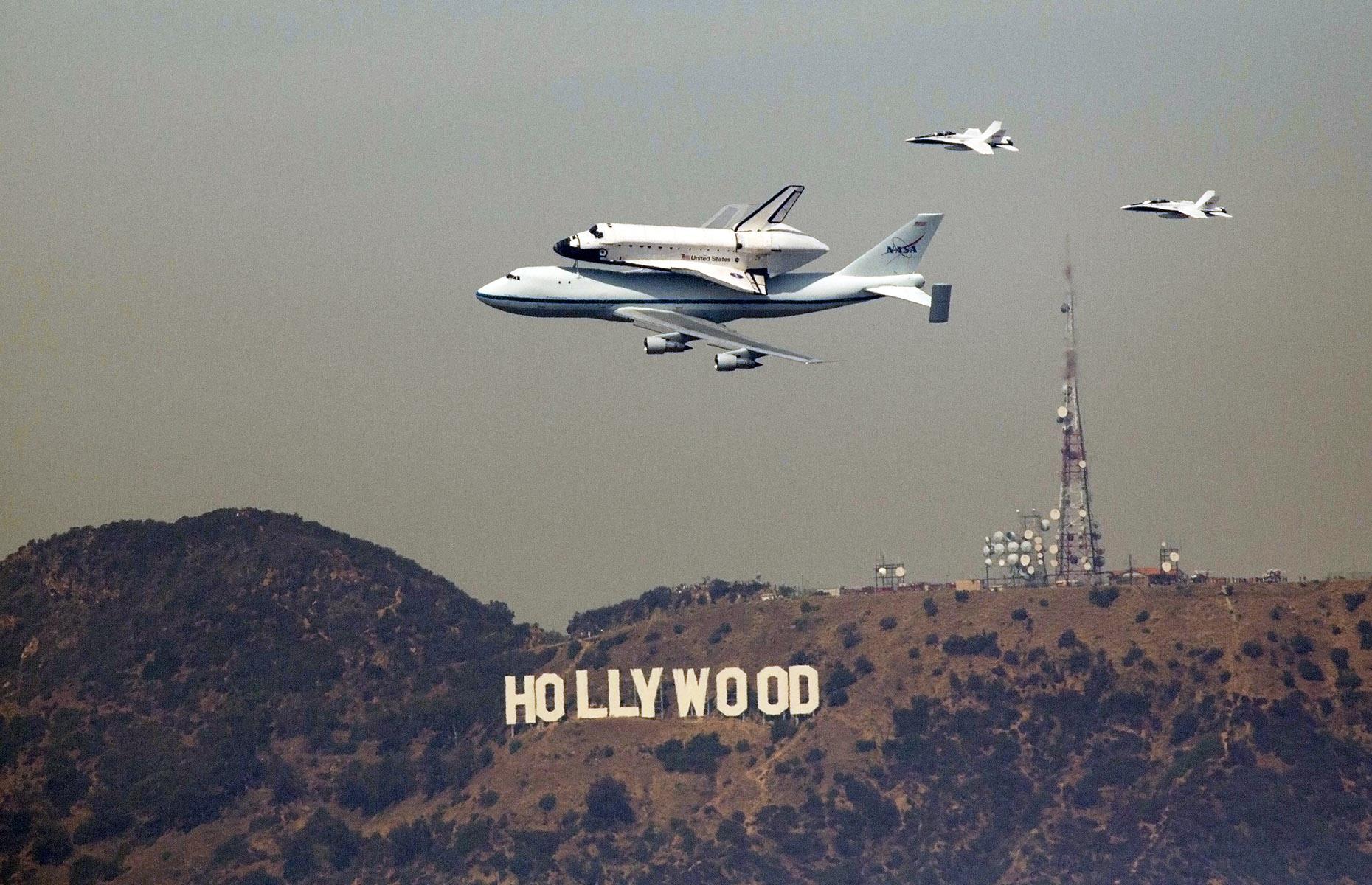 The Hollywood sign has been buzzed by a space shuttle