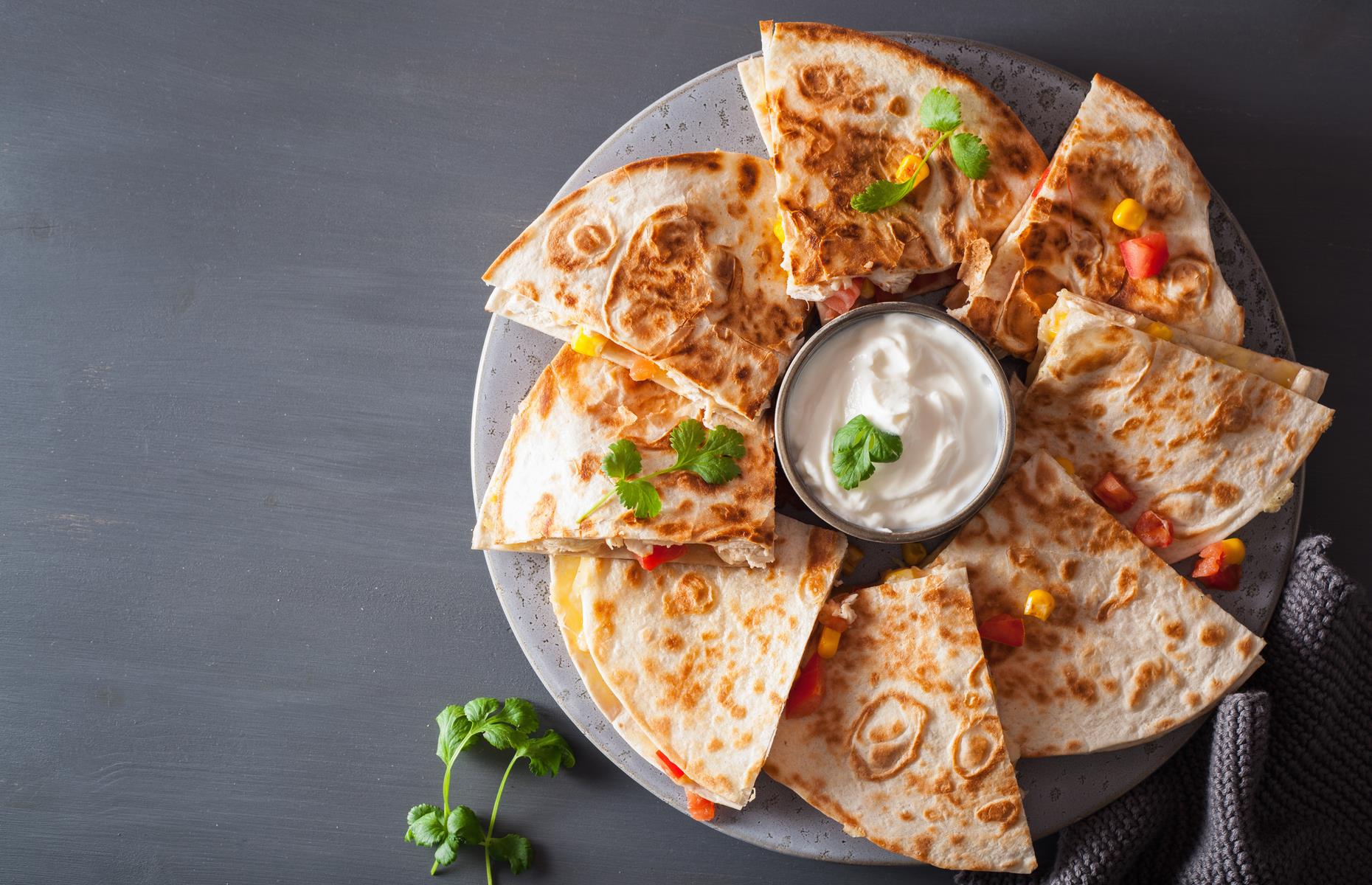 Apple and turkey quesadillas