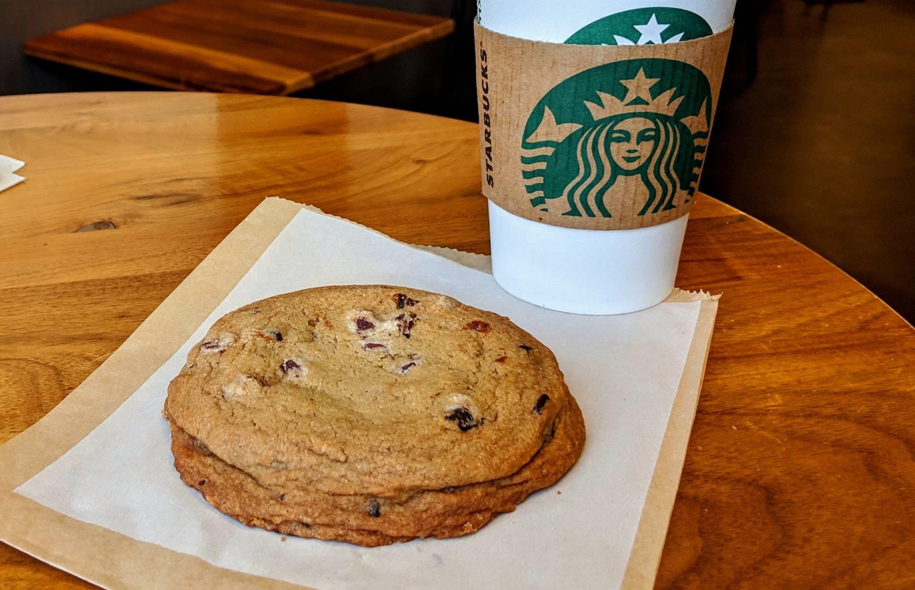 Starbucks: Pike Place Roast coffee and chocolate chip cookie