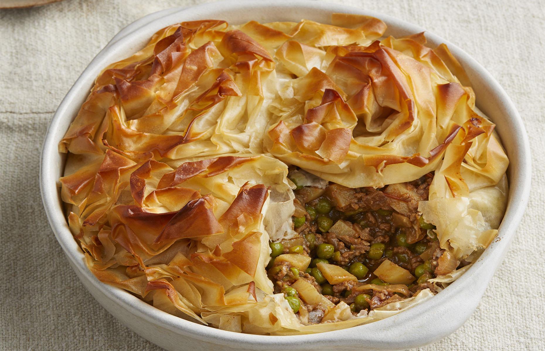 Beef and potato curry pie