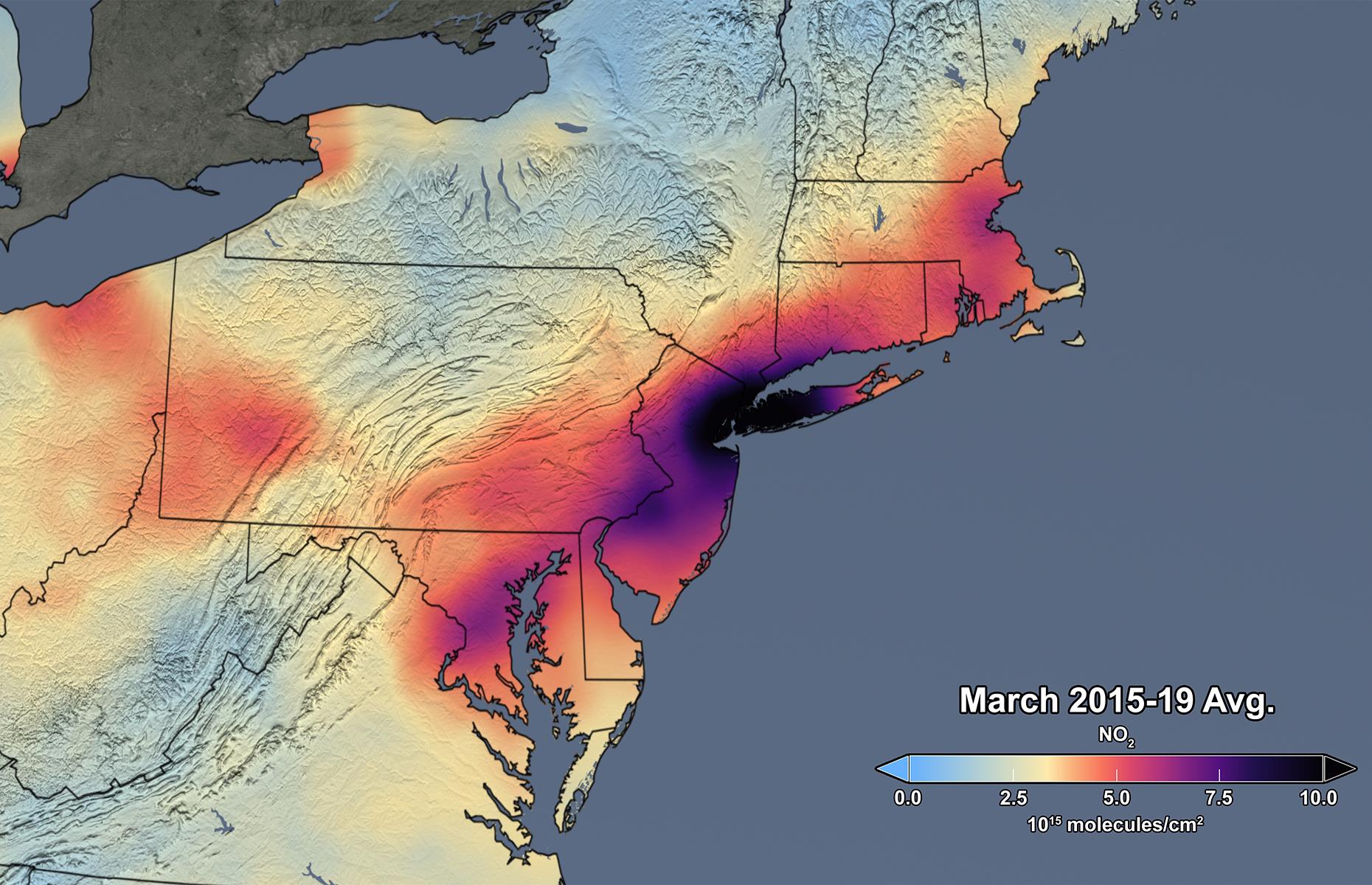Before: air pollution along the USA's East Coast