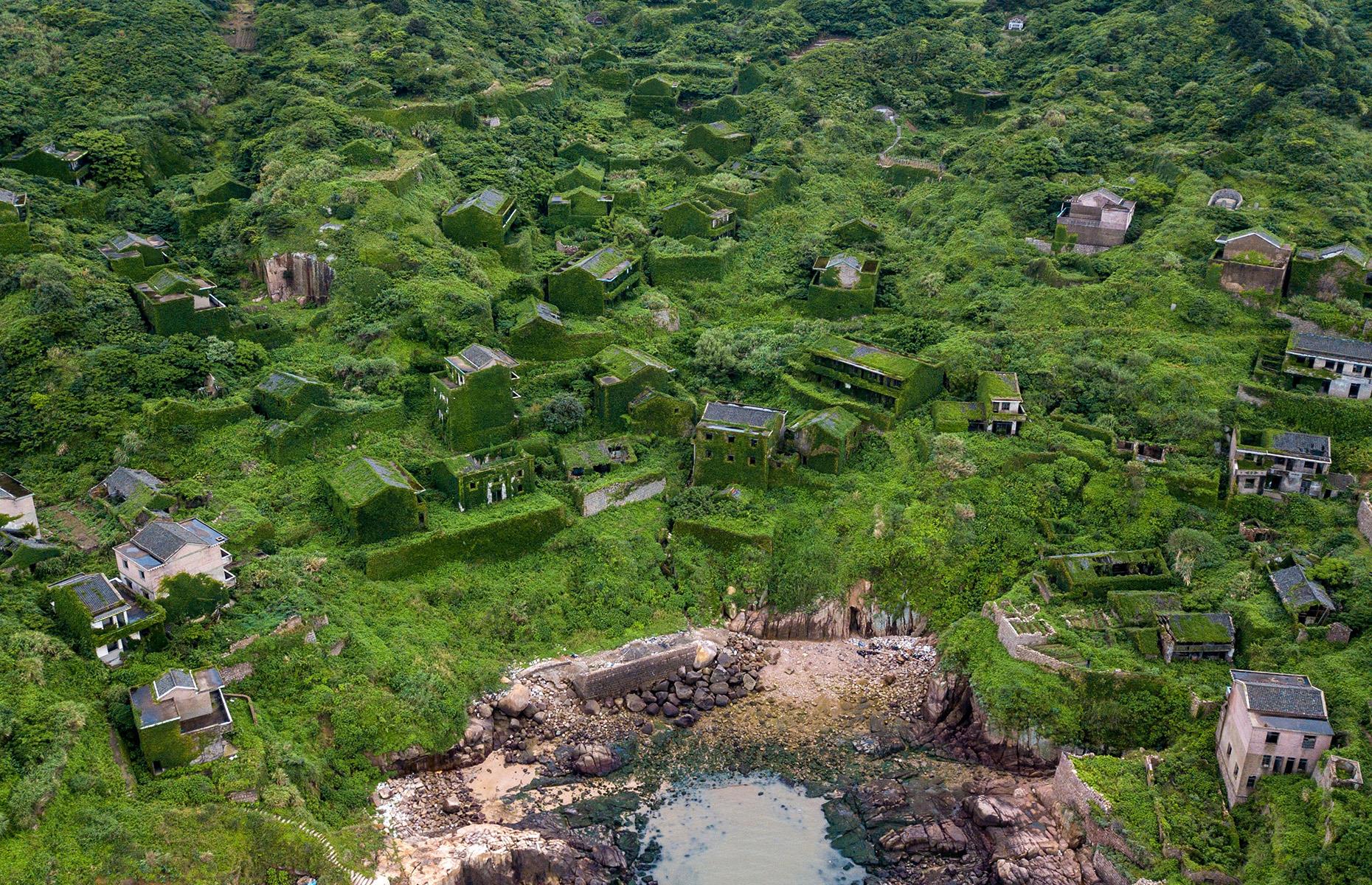 The overgrown village of Houtouwan, Shengshan Island, China 