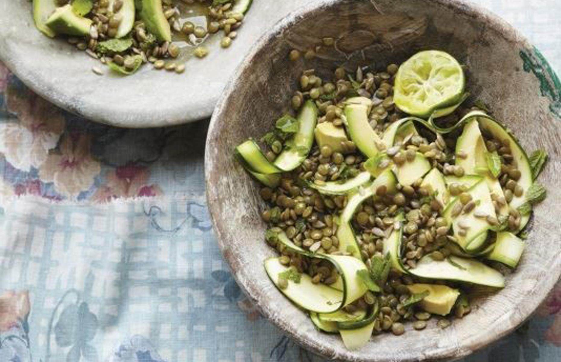Lentil, courgette and mint salad
