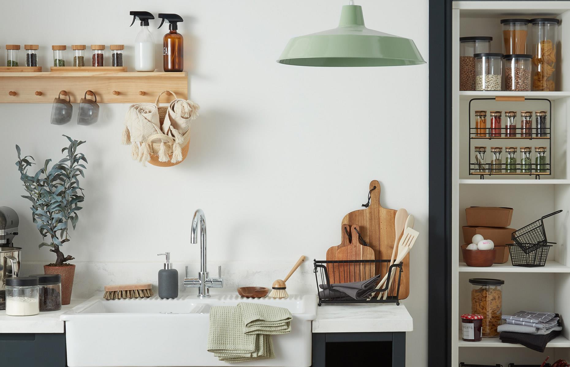 Swap kitchen cabinetry for shelves