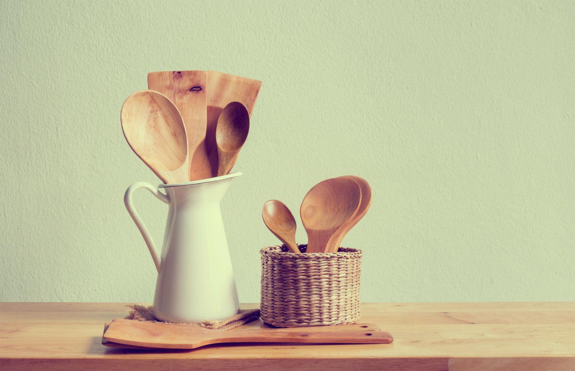Wood or silicone spoons and spatulas