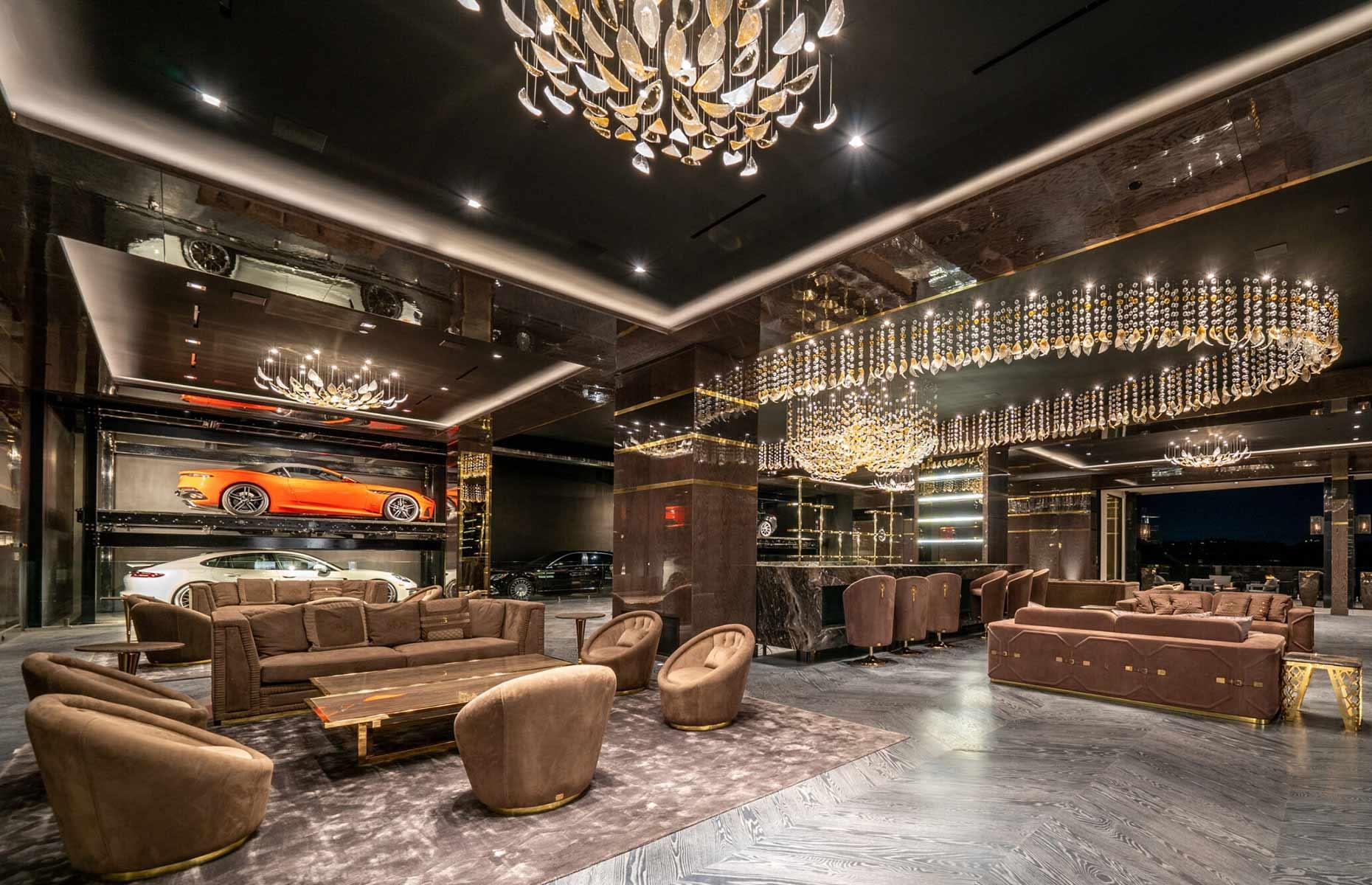 Hilltop party pad with glittering garage, California, USA