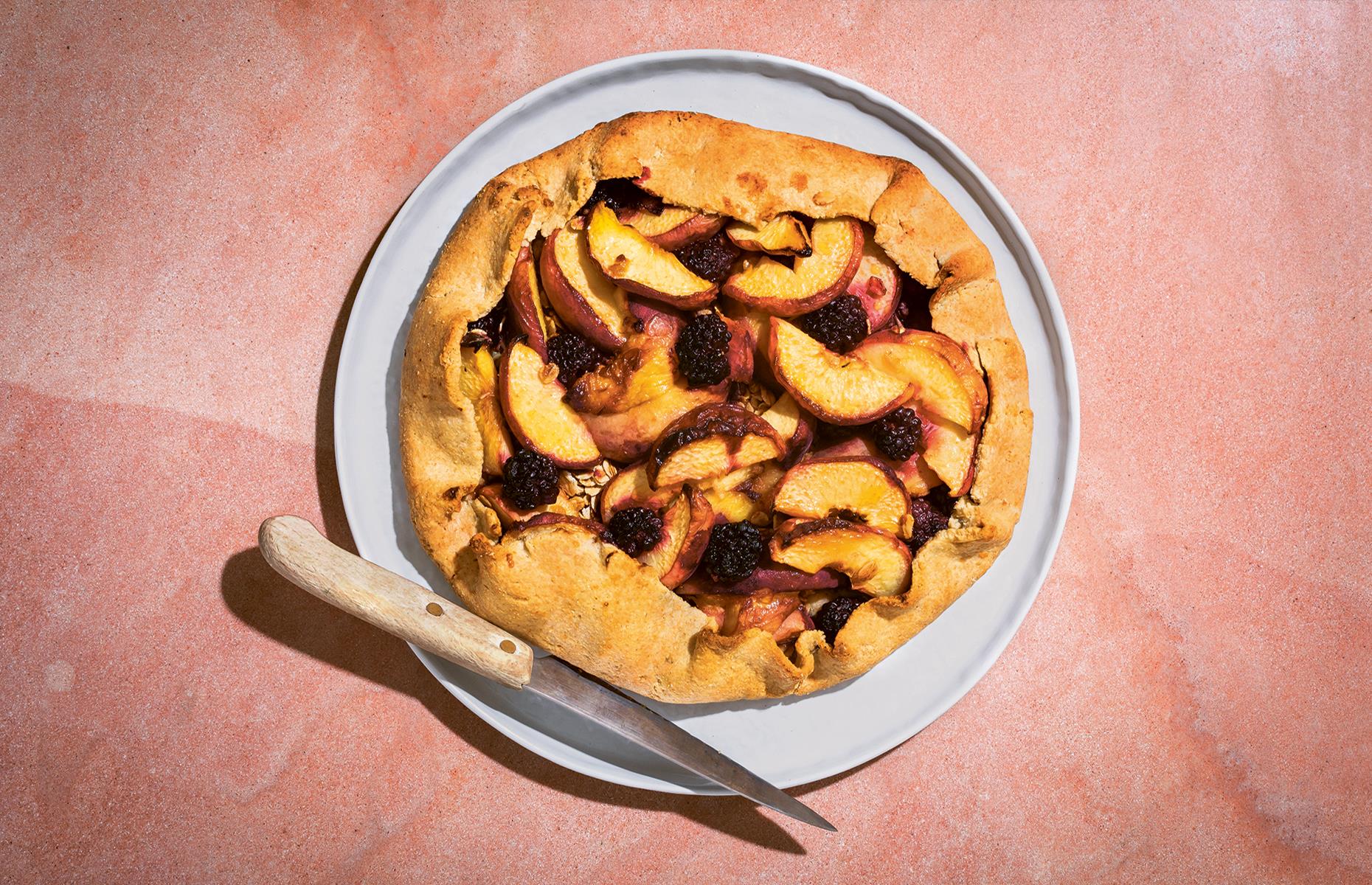 17. Peach and blackberry tart 