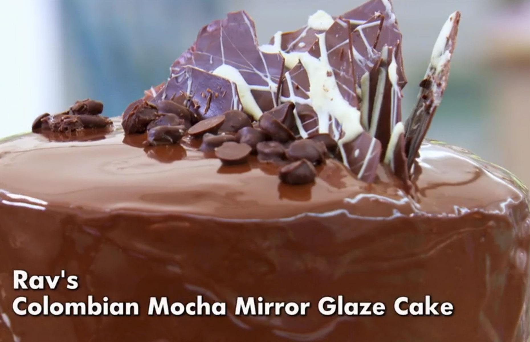 Rav: Colombian Mocha Mirror Glaze Cake 