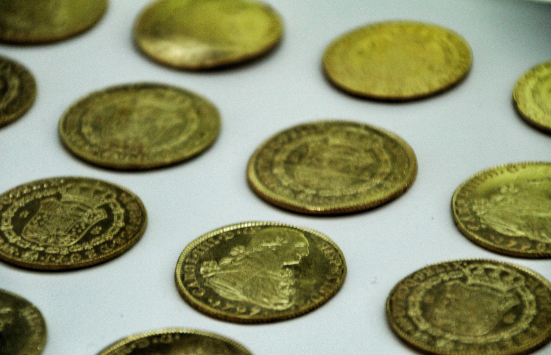 Sunken coins found in a shipwreck