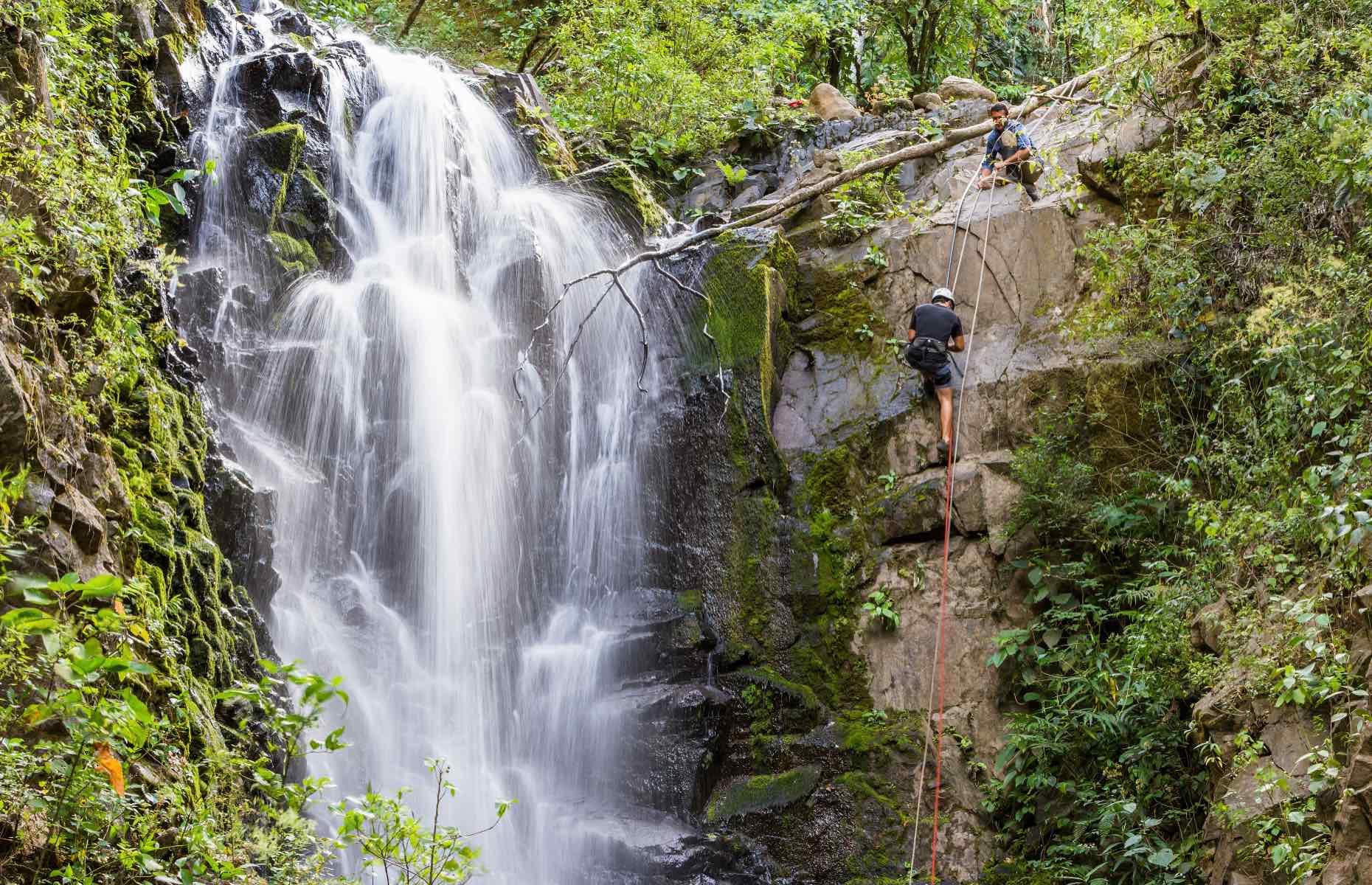 Waterfall rappelling, Costa Rica