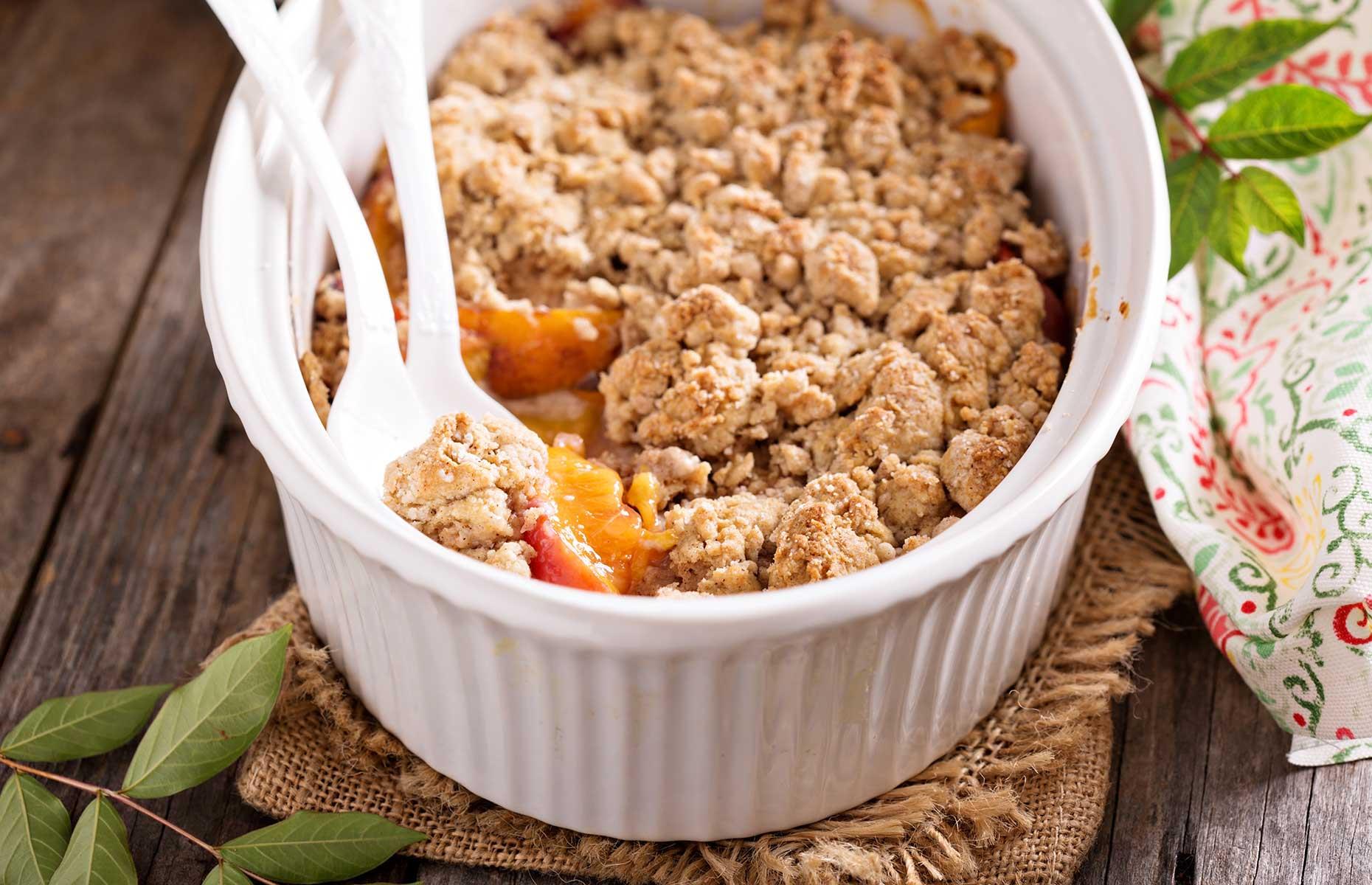 Roast stone fruit with almond crumb