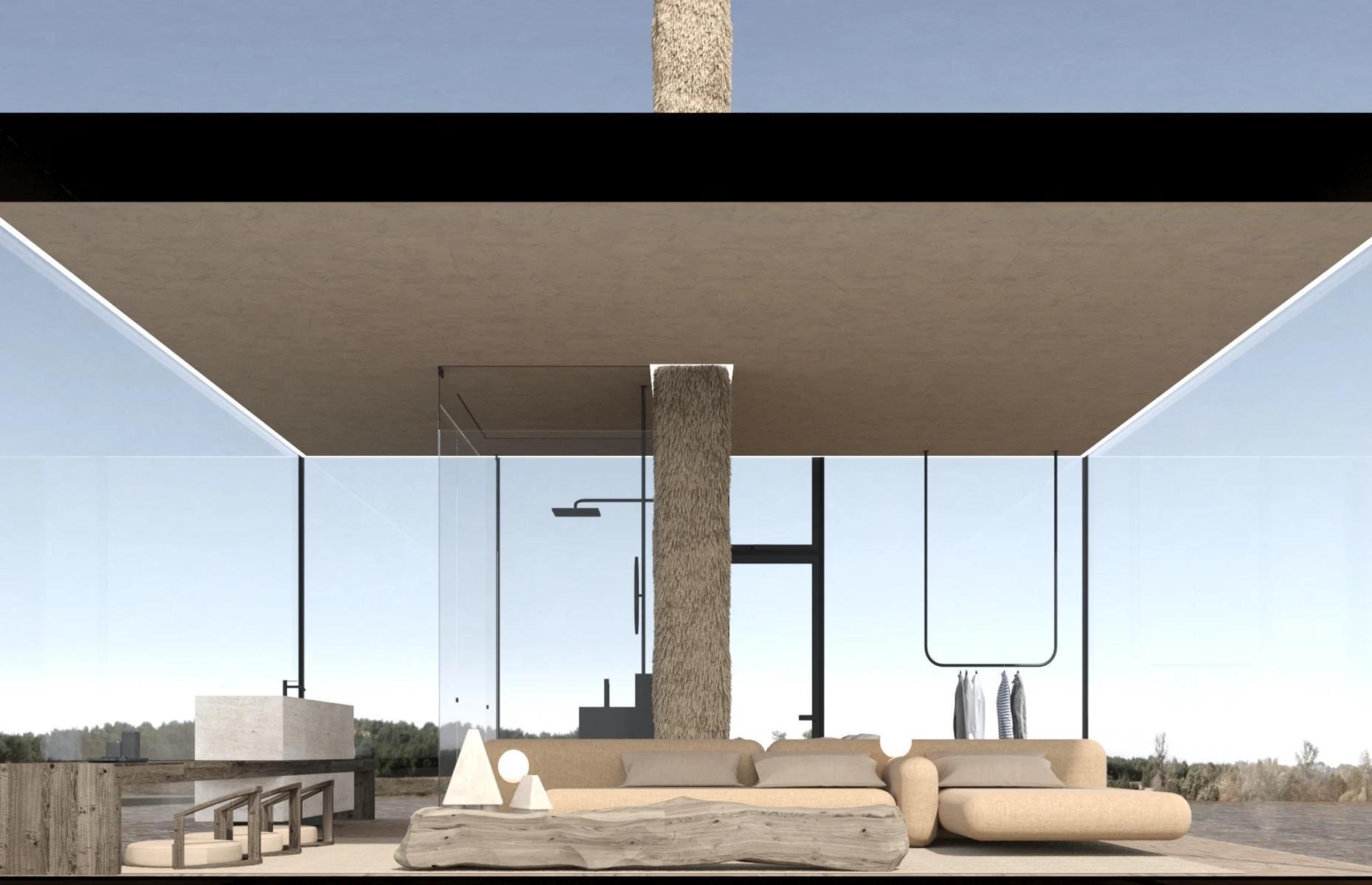 Cabaña transparente en un acantilado, concepto de diseño, Portugal
