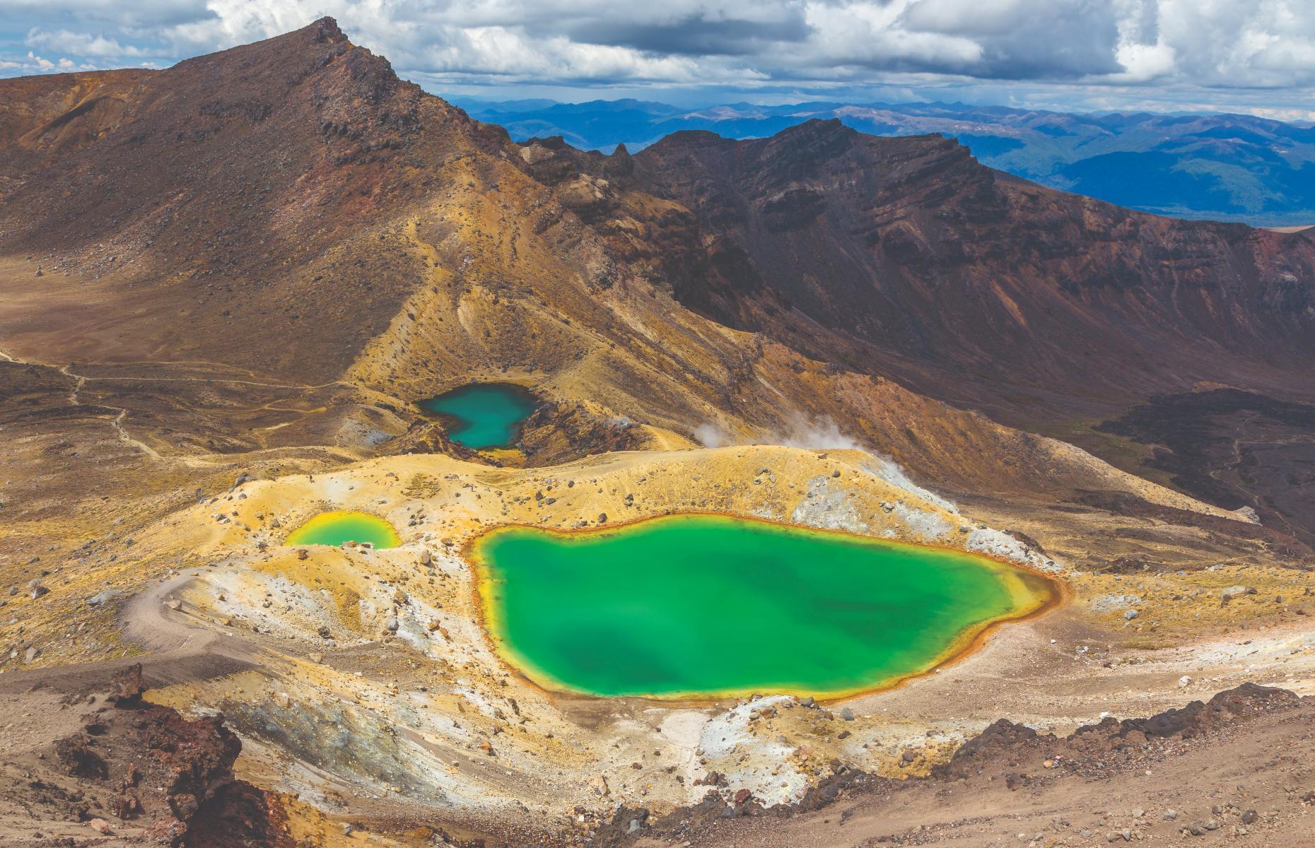 Volcanic lakes of Mount Tongariro, Tongariro National Park, North Island, New Zealand 