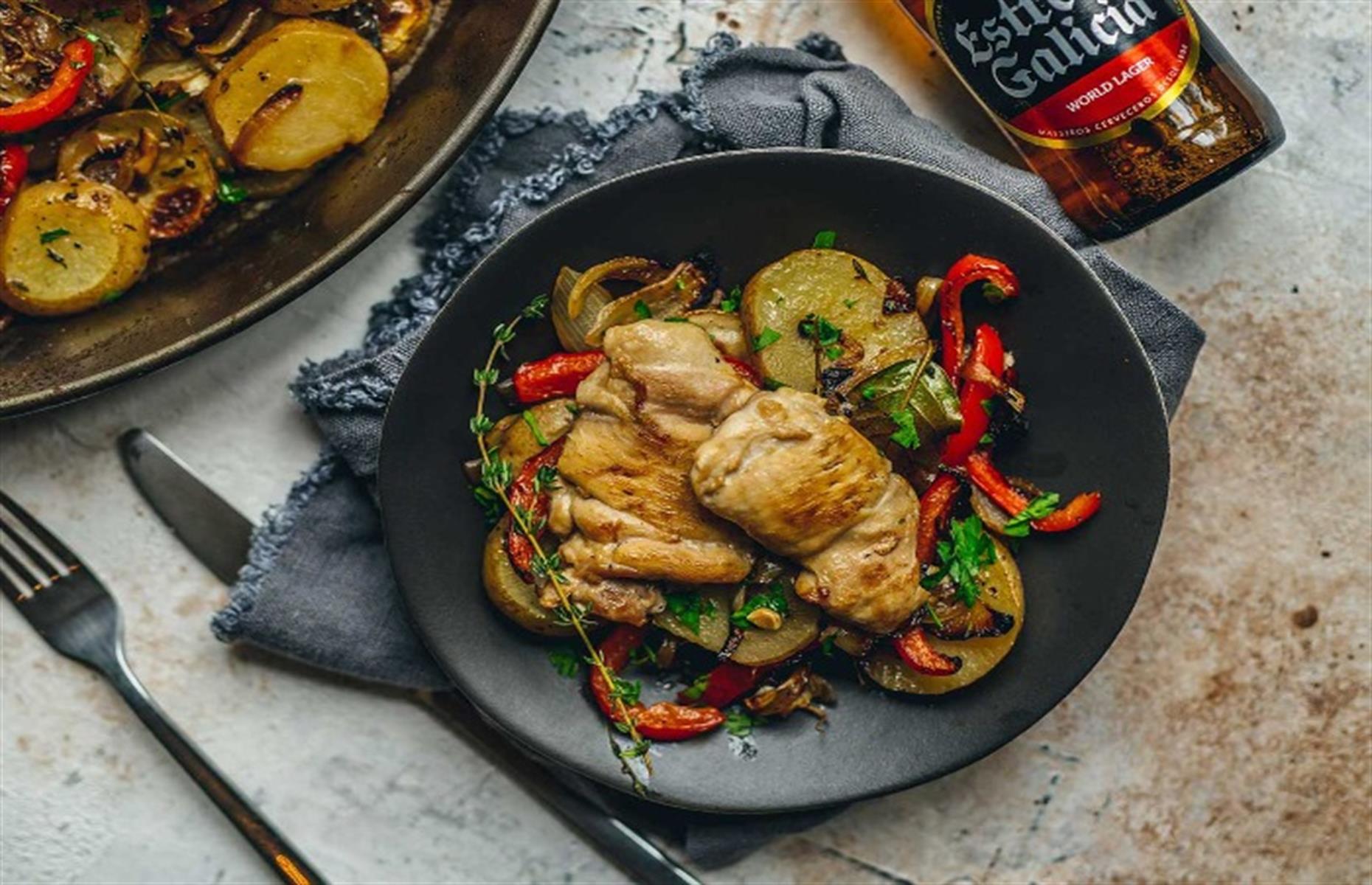 42. Chicken thighs with romesco